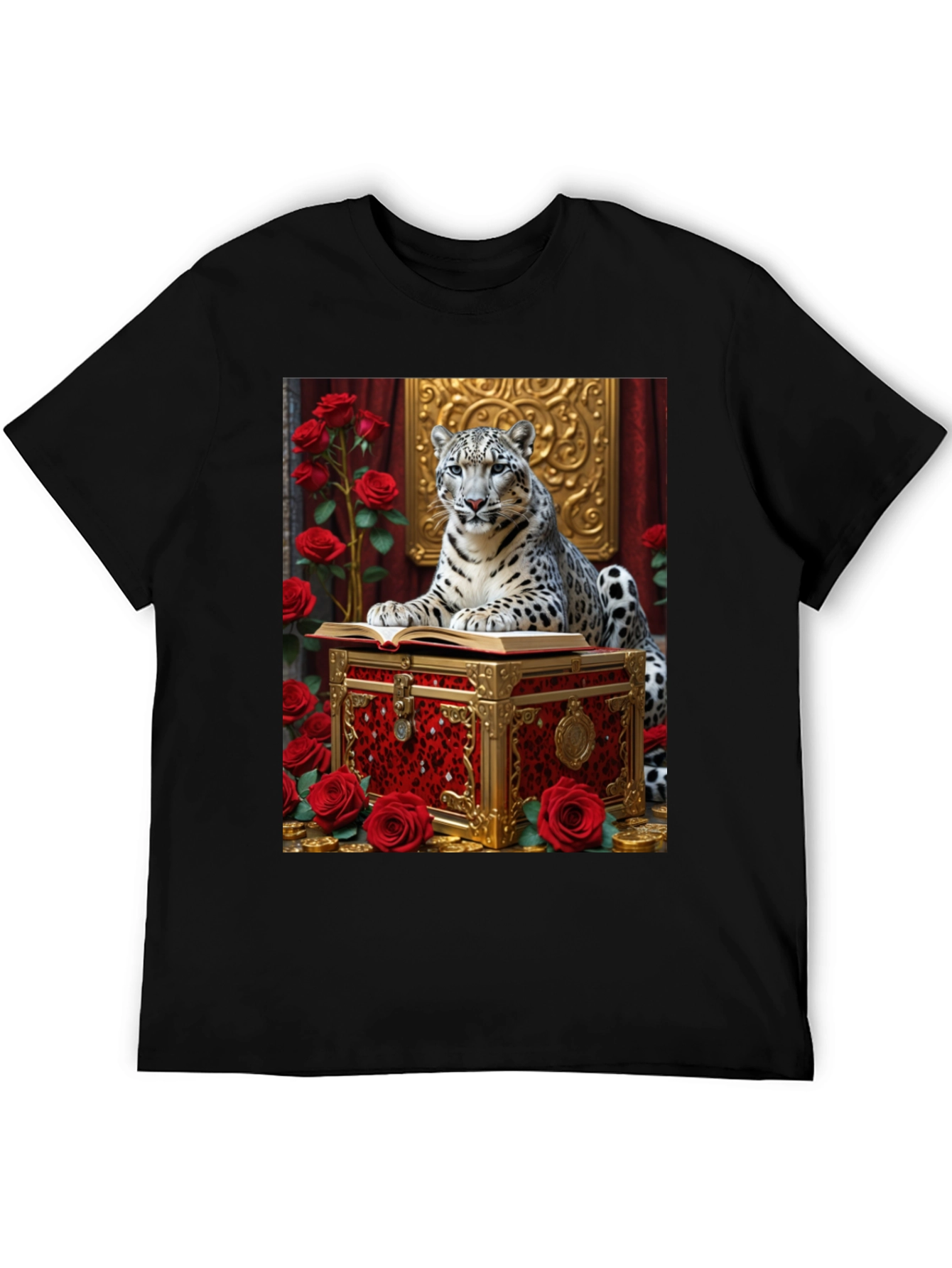 Camiseta con Diseño de Leopardo y Rosas