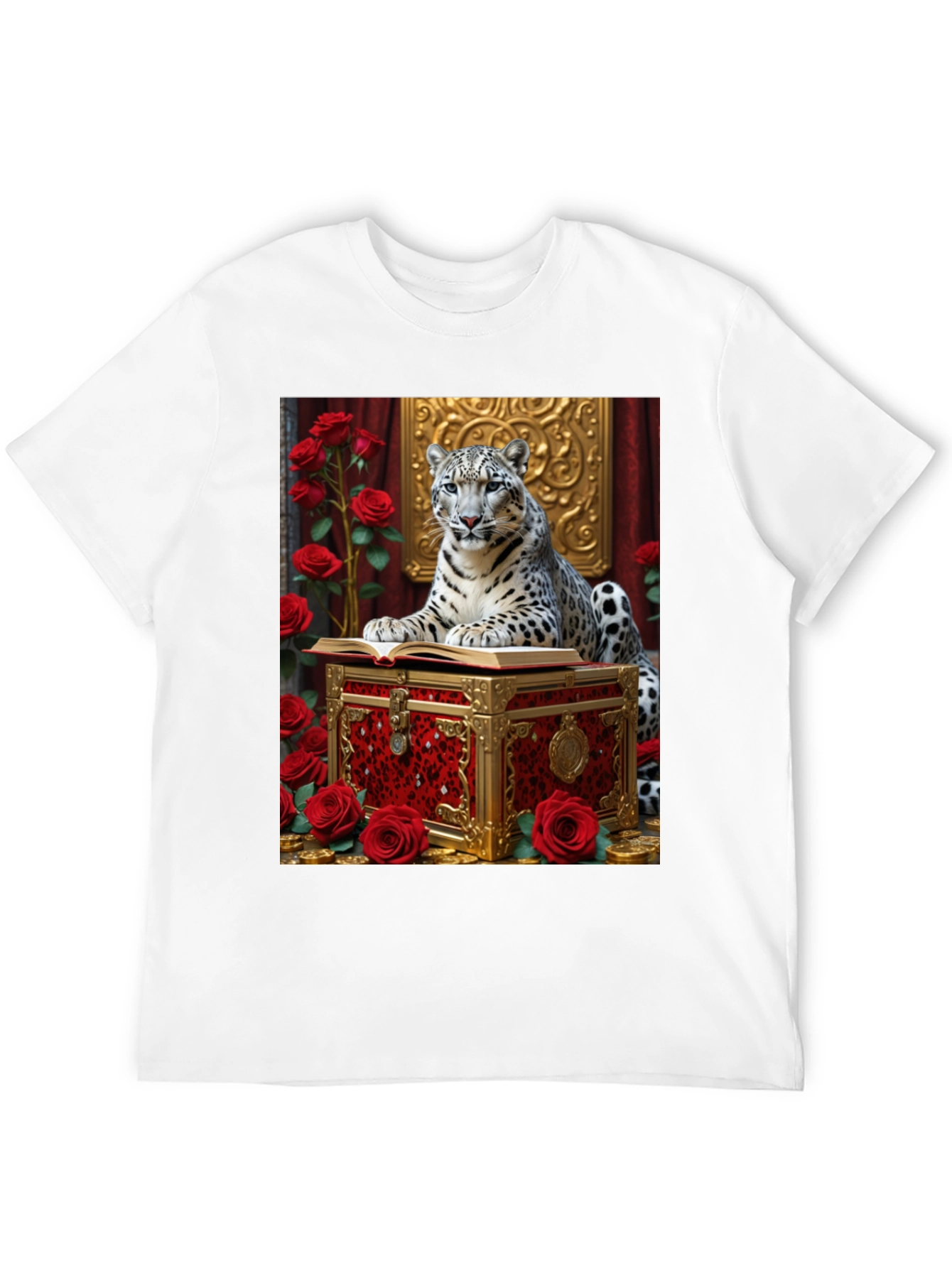 Camiseta con Diseño de Leopardo y Rosas