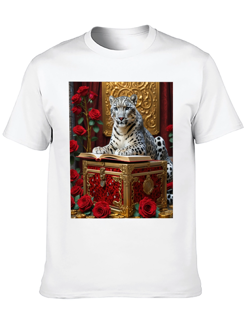 Camiseta con Diseño de Leopardo y Rosas