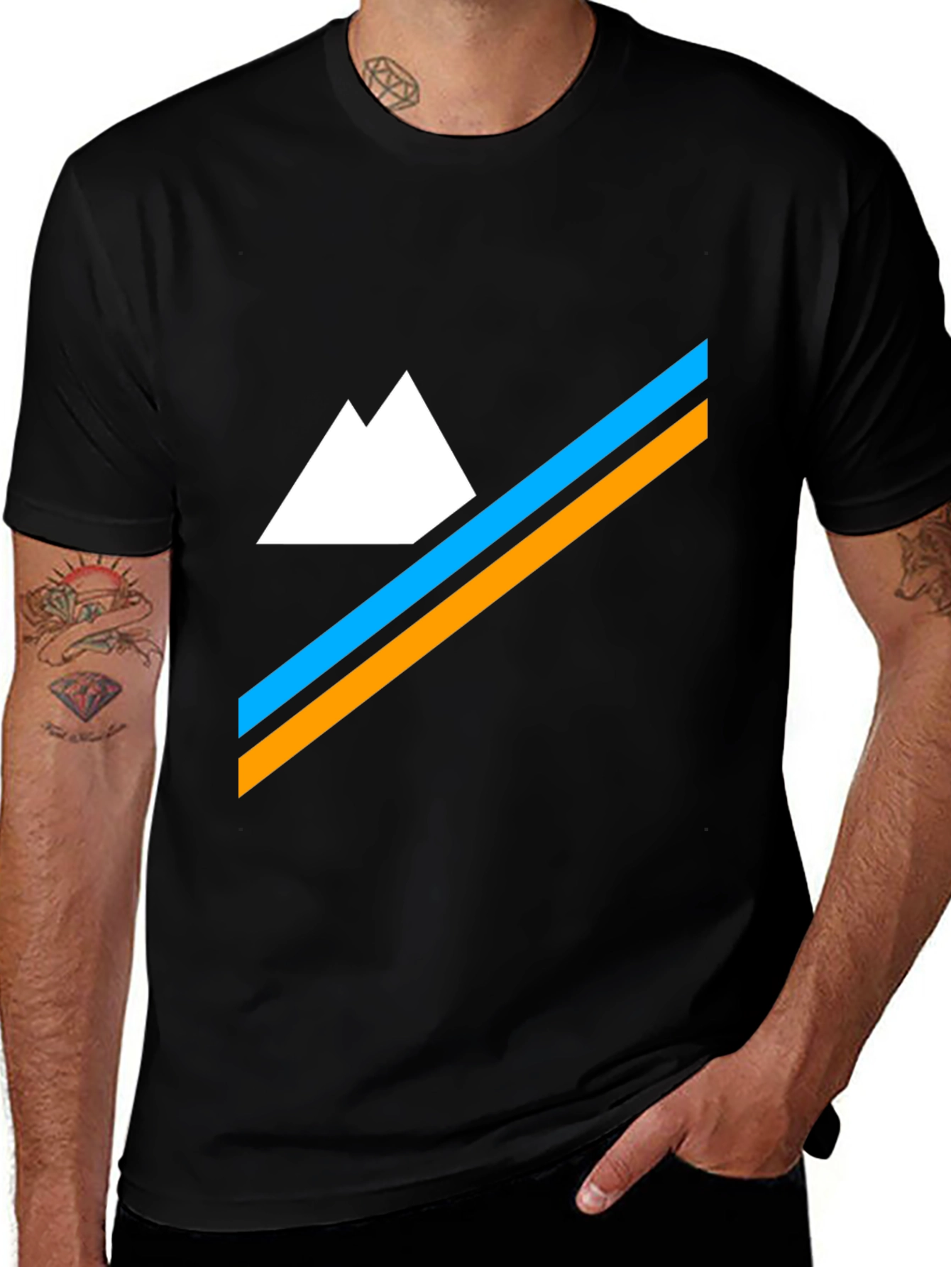 Camiseta Hombre Montaña Minimalista - Diseño Moderno