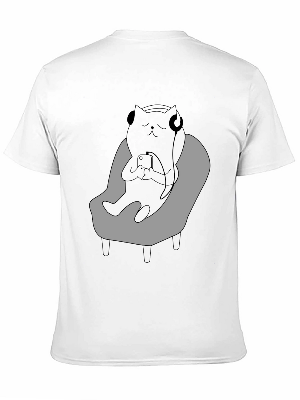 Camiseta Hombre - Gato Relajado con Auriculares