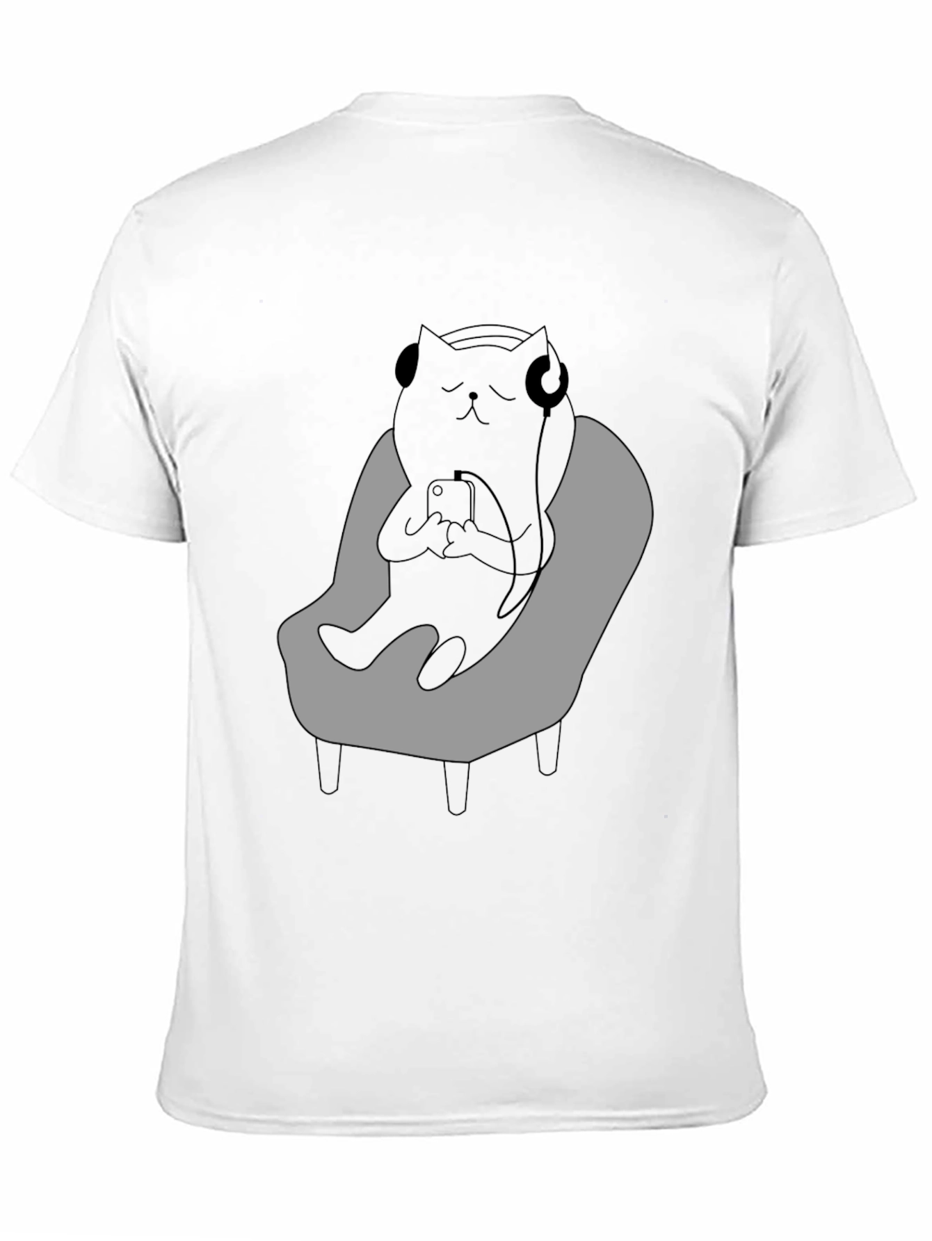 Camiseta Hombre - Gato Relajado con Auriculares