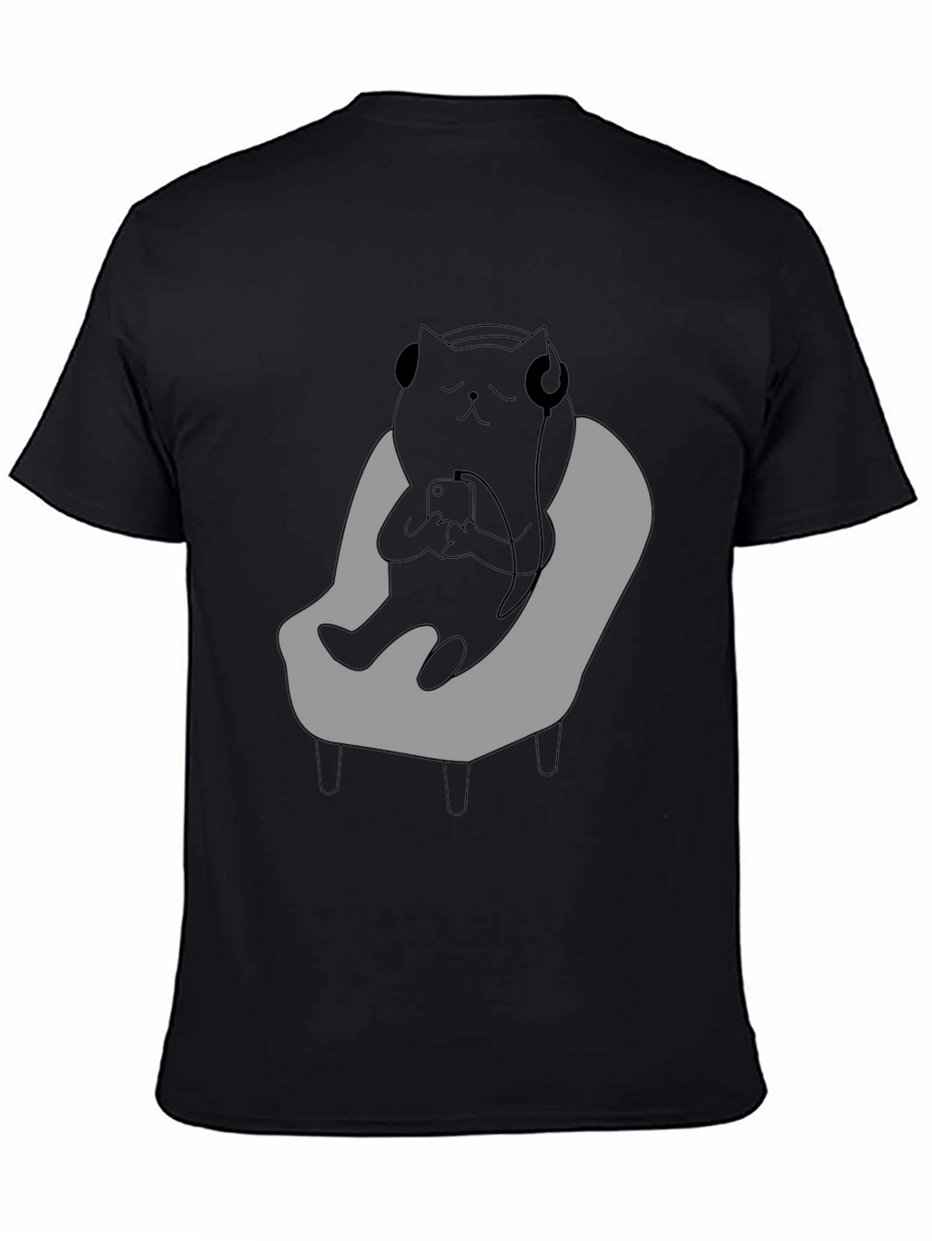 Camiseta Hombre - Gato Relajado con Auriculares
