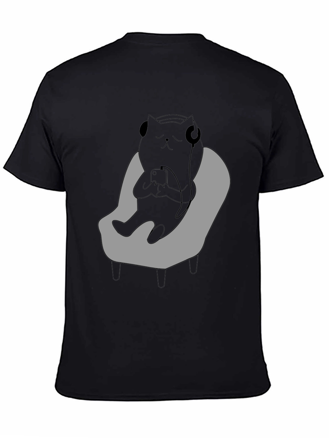 Camiseta Hombre - Gato Relajado con Auriculares