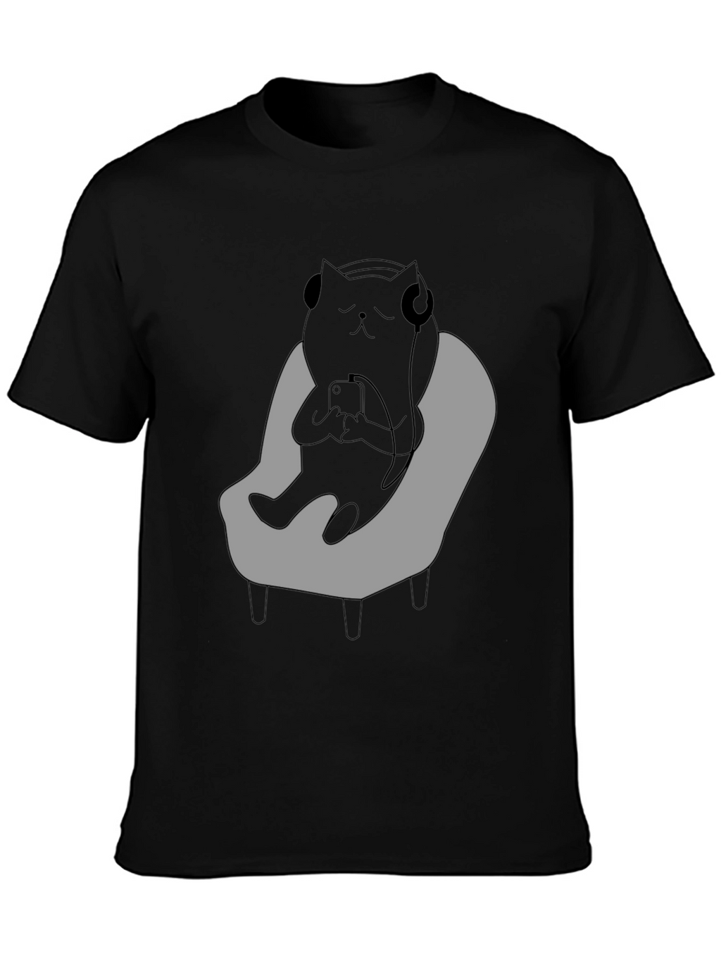 Camiseta Hombre - Gato Relajado con Auriculares