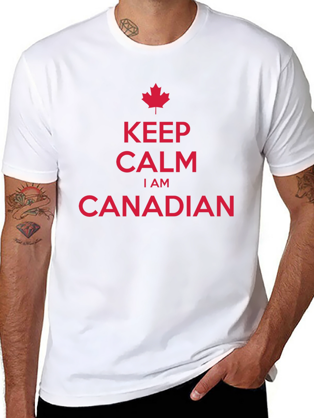 Camiseta Hombre Keep Calm Soy Canadiense Algodón