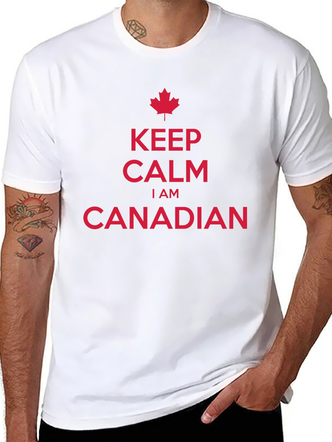 Camiseta Hombre Keep Calm Soy Canadiense Algodón
