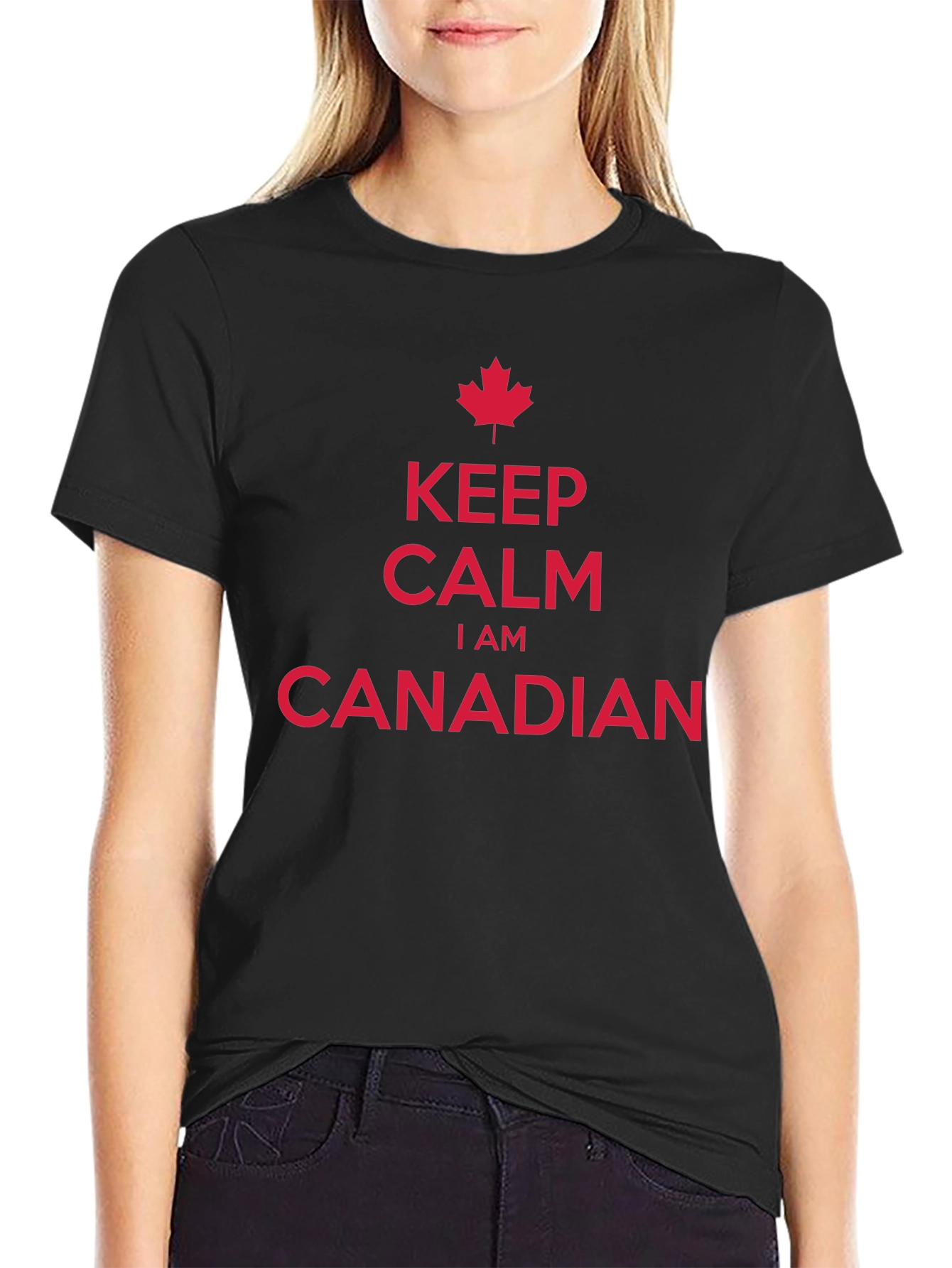 Camiseta Hombre Keep Calm Soy Canadiense Algodón