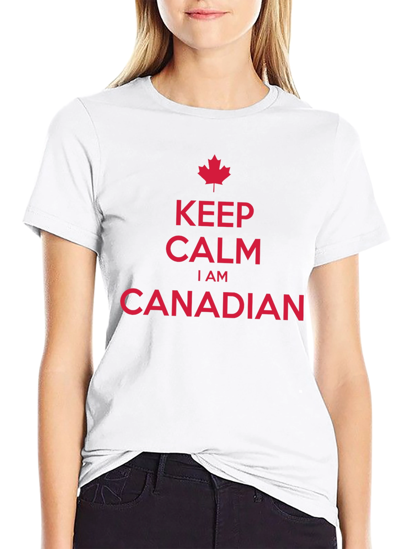 Camiseta Hombre Keep Calm Soy Canadiense Algodón