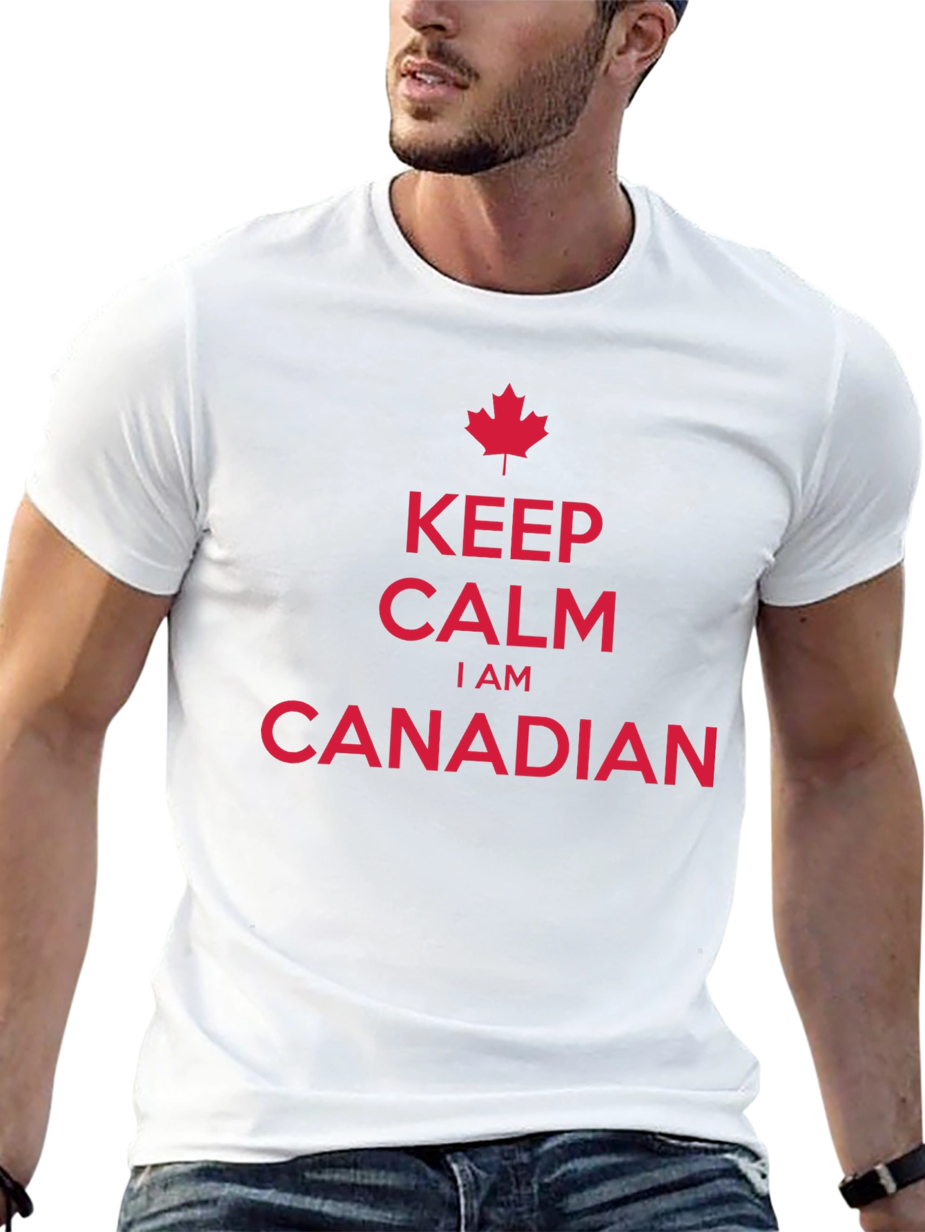 Camiseta Hombre Keep Calm Soy Canadiense Algodón