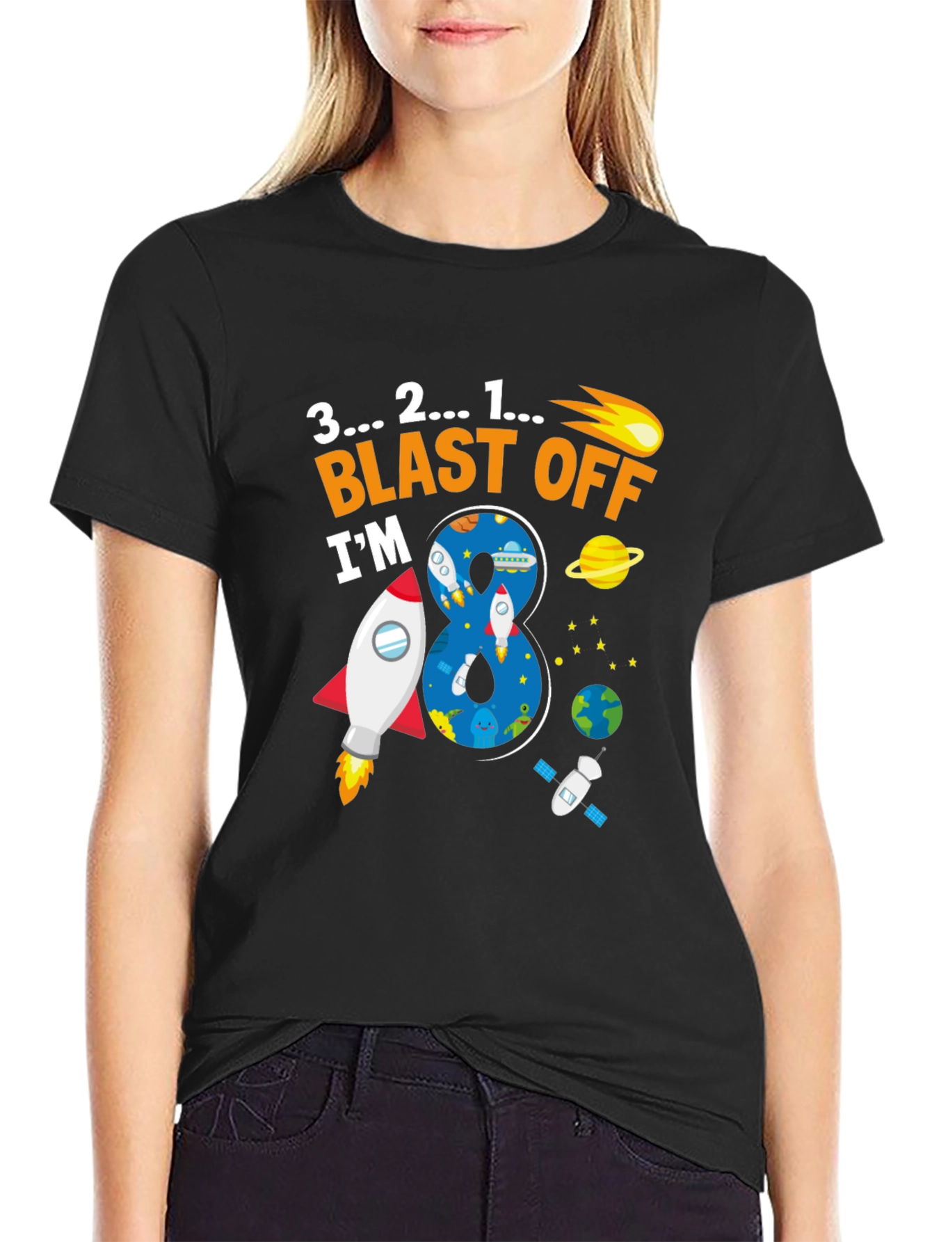 Camiseta Blast Off Im 8 Espacial para Cumpleaños