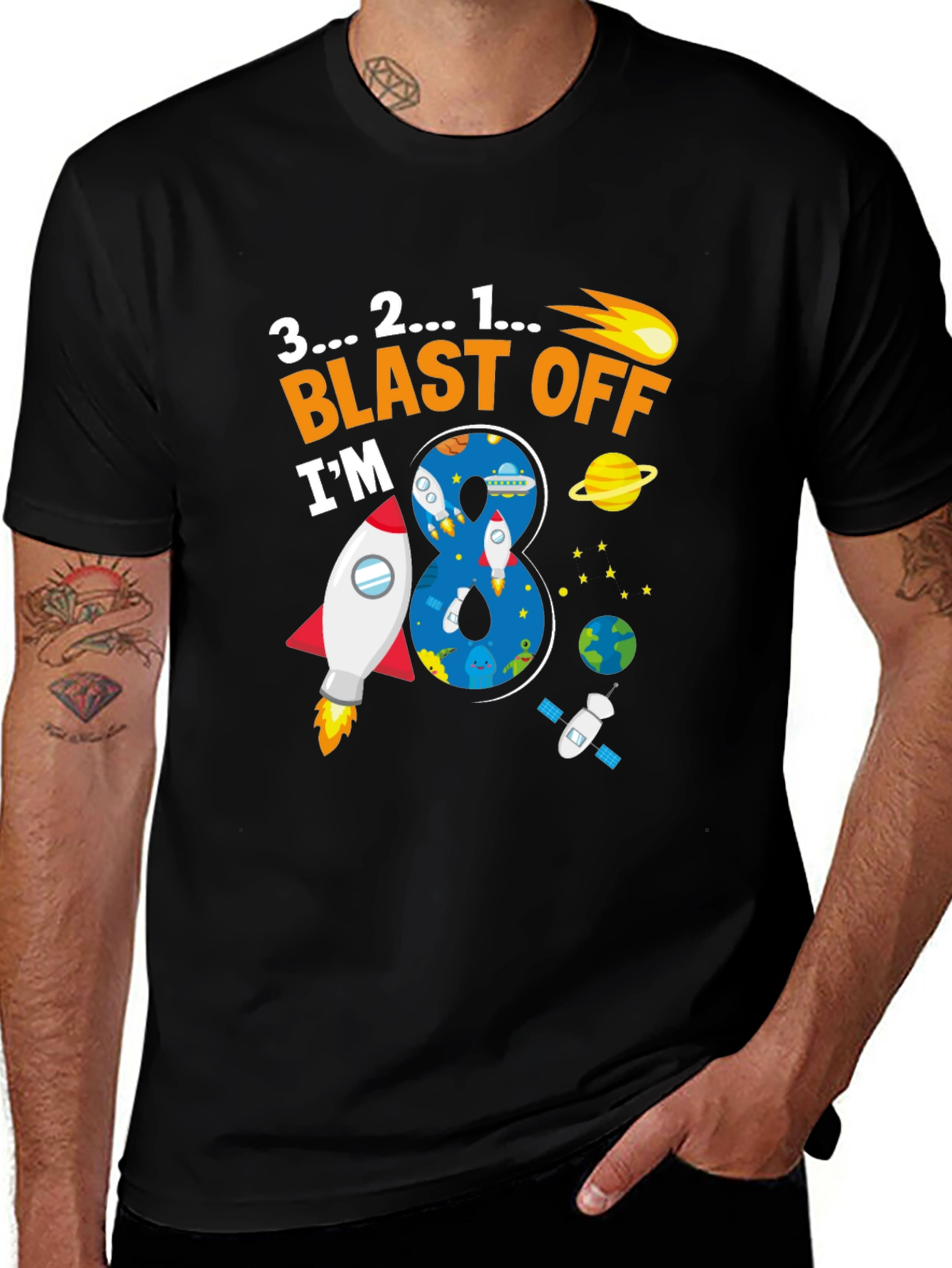Camiseta Blast Off Im 8 Espacial para Cumpleaños