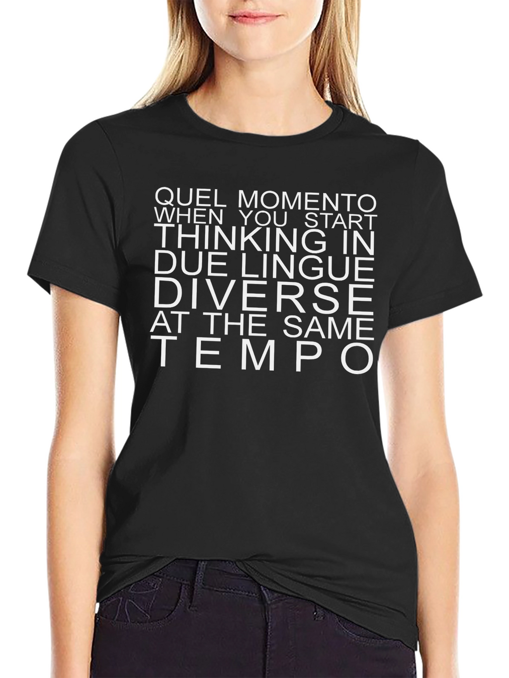Camiseta Bilingüe Negra Quel Momento