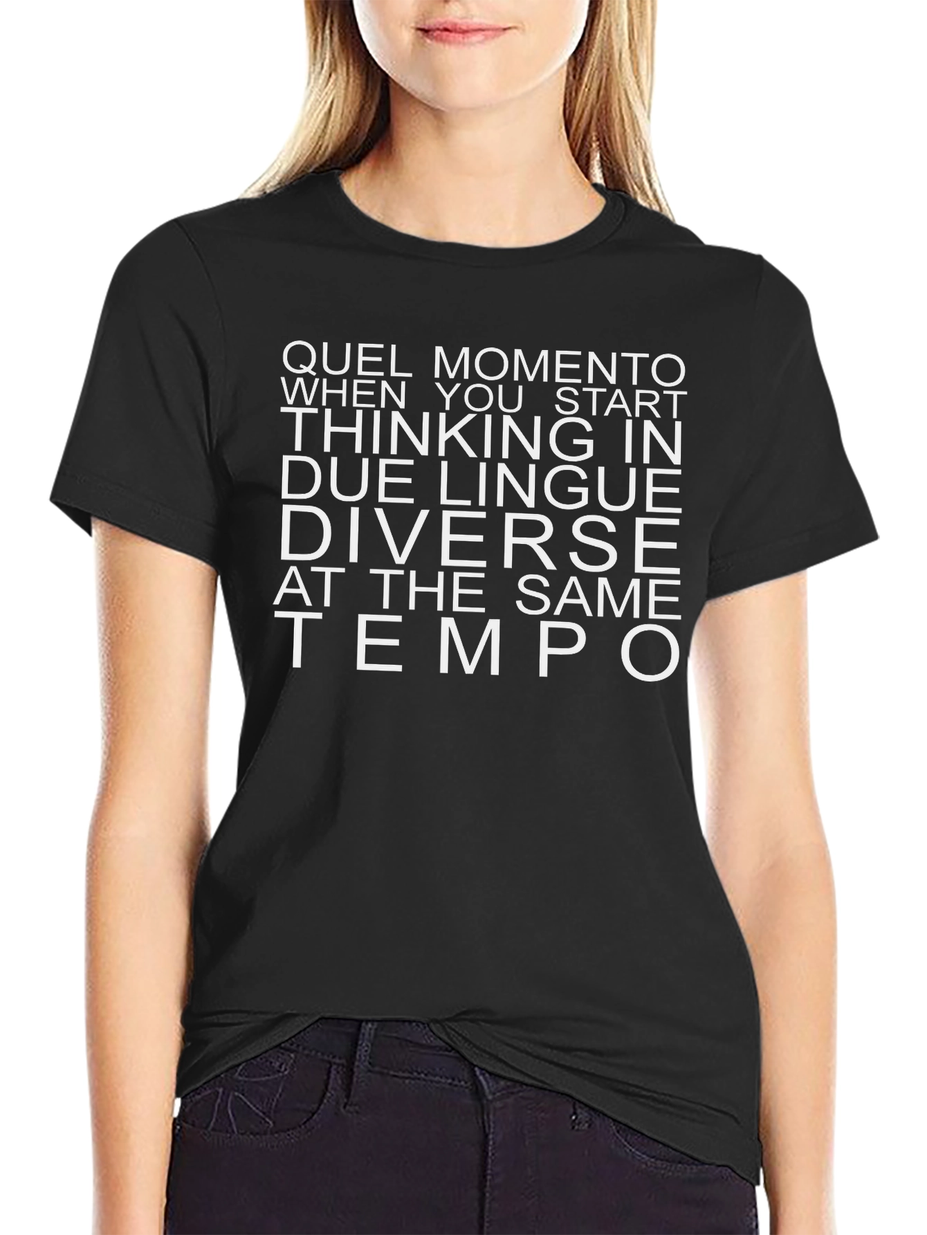 Camiseta Bilingüe Negra Quel Momento