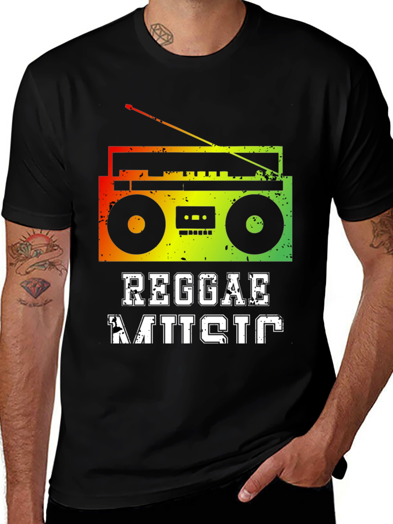 Camiseta Hombre Reggae Music Diseño Retro