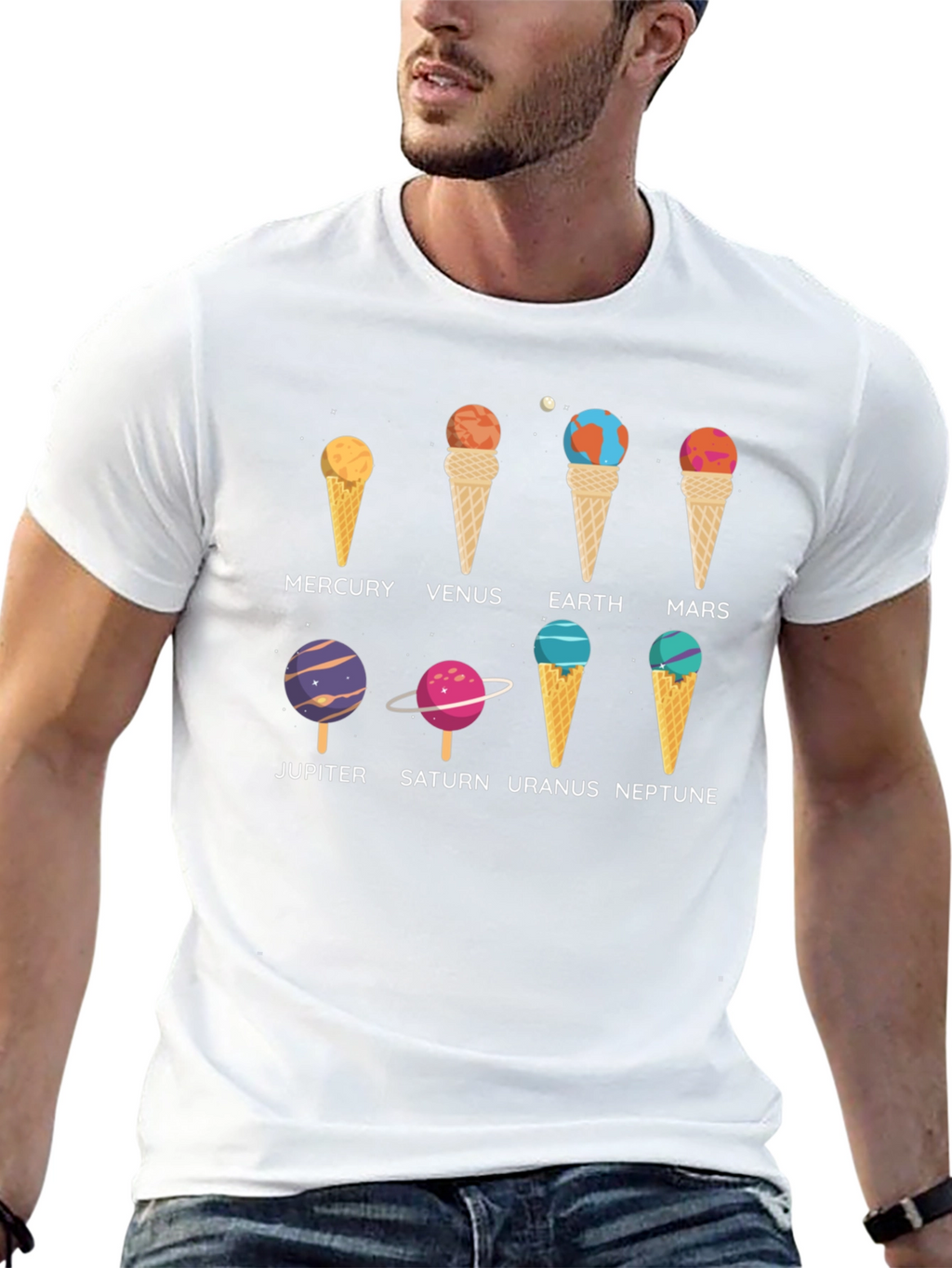 Camiseta Hombre Planetas Helados