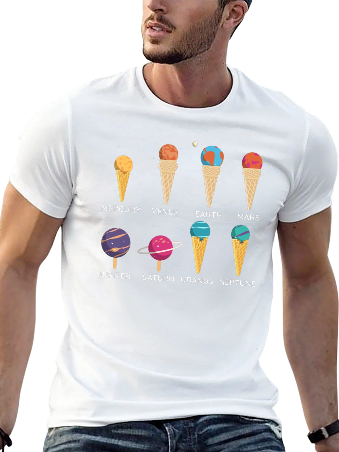 Camiseta Hombre Planetas Helados