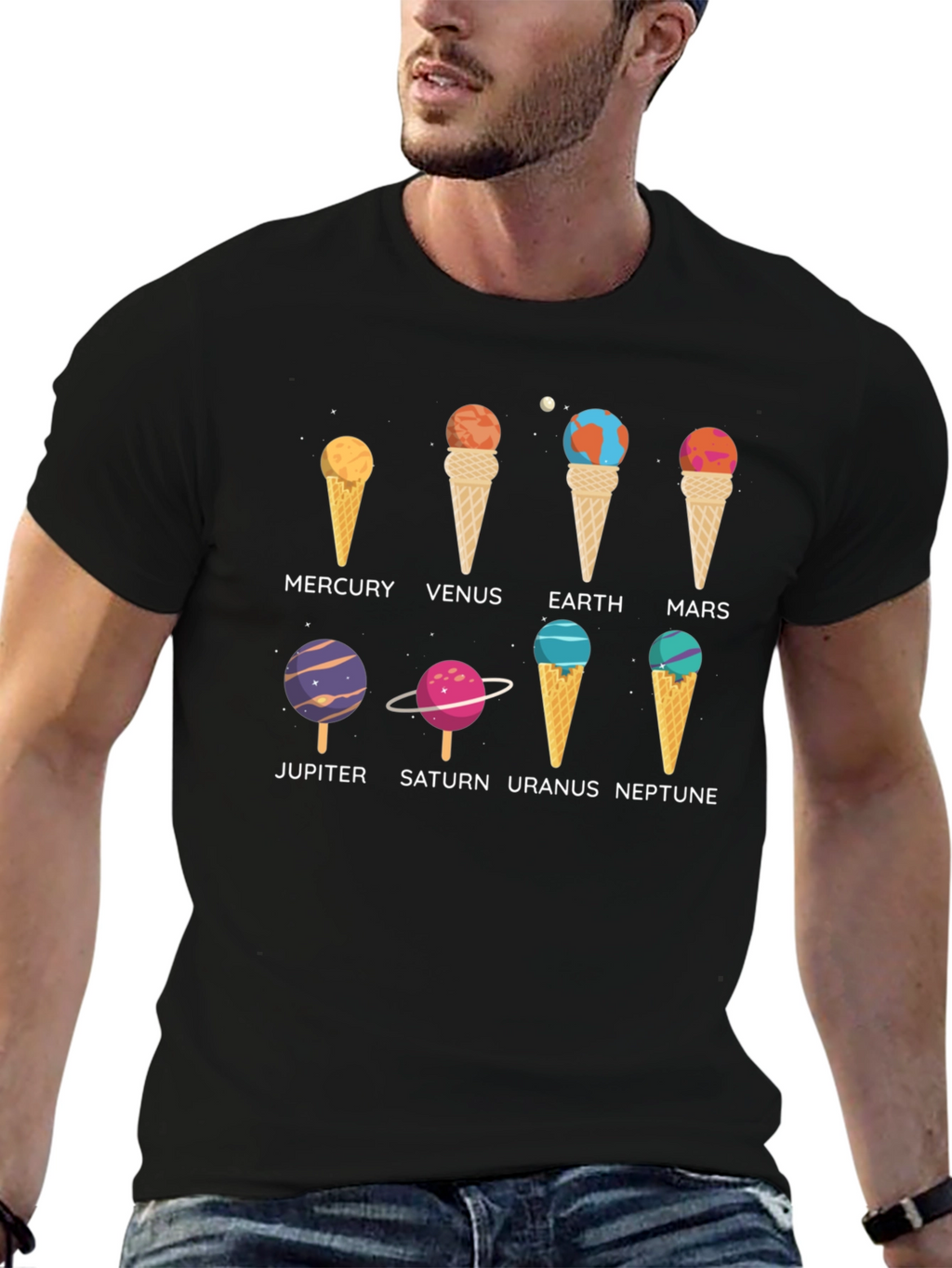 Camiseta Hombre Planetas Helados