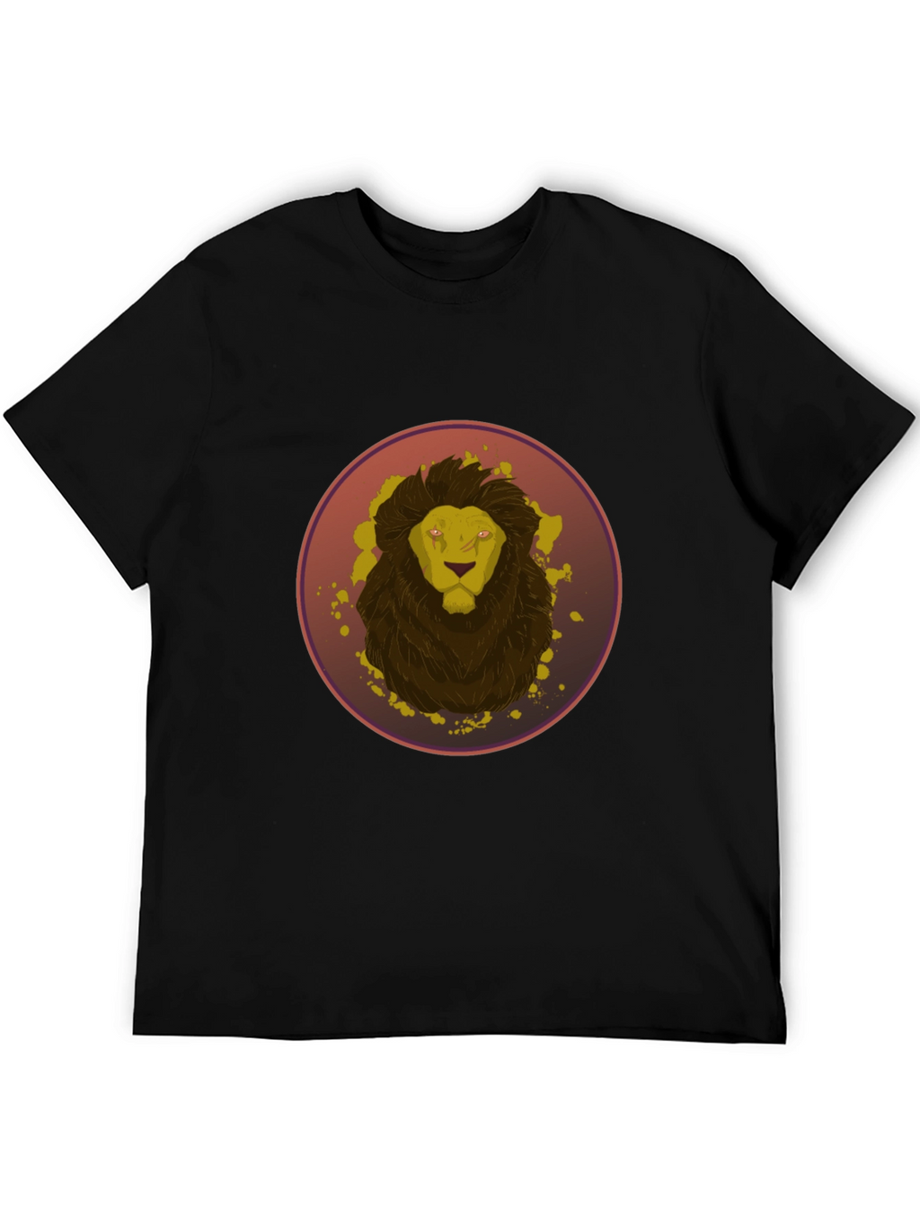Camiseta Hombre Negra Diseño León Abstracto
