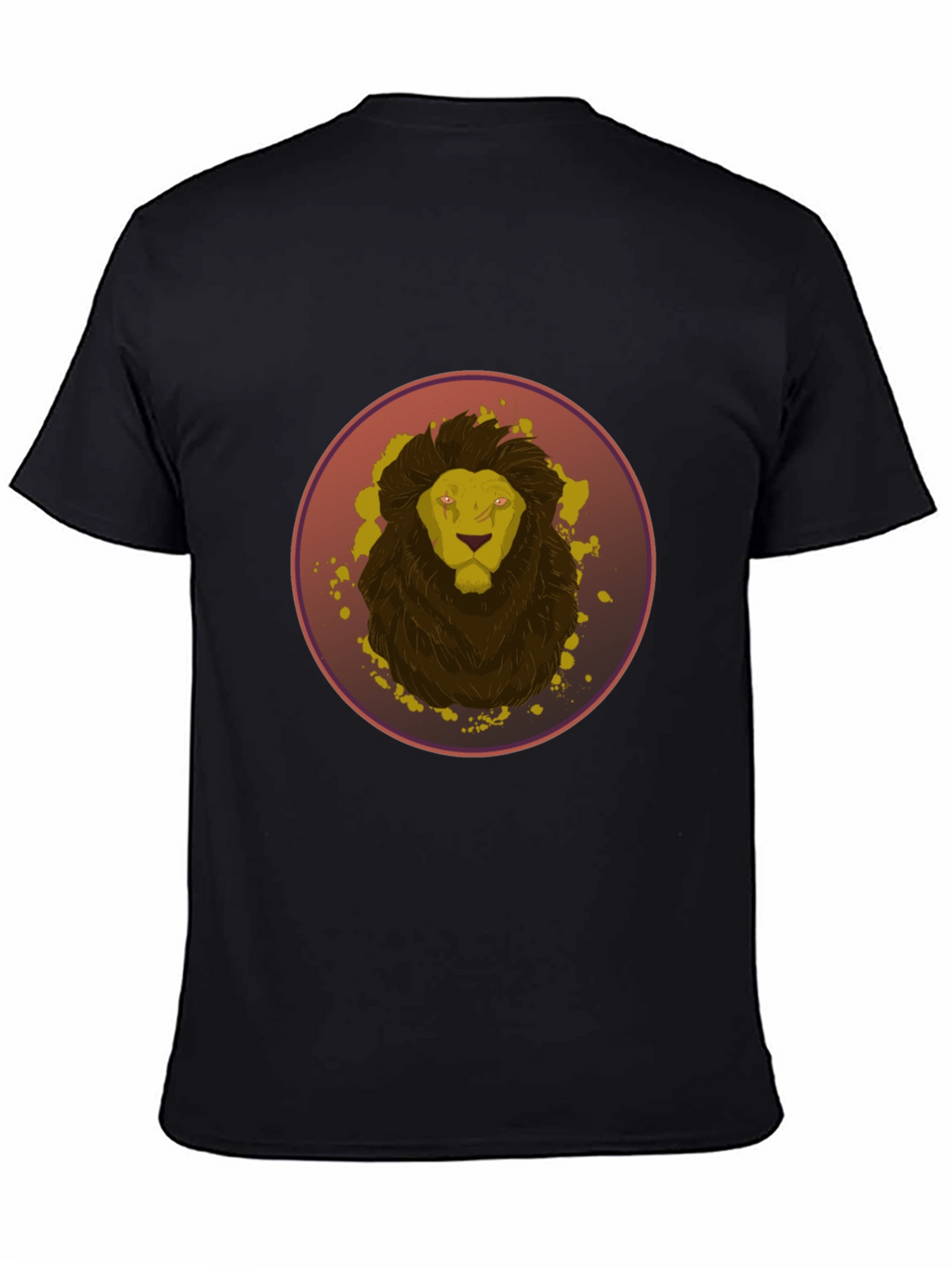 Camiseta Hombre Negra Diseño León Abstracto