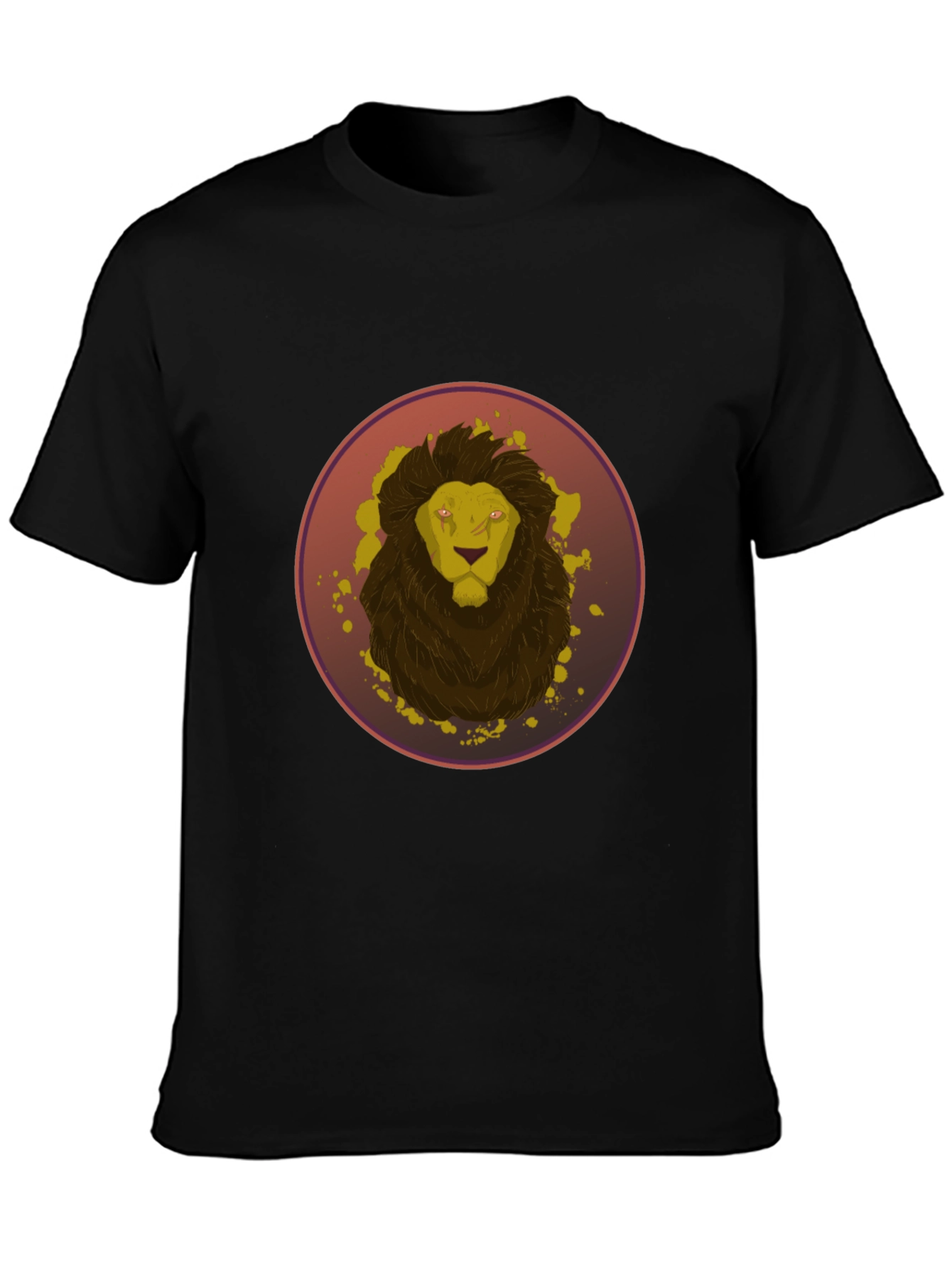 Camiseta Hombre Negra Diseño León Abstracto