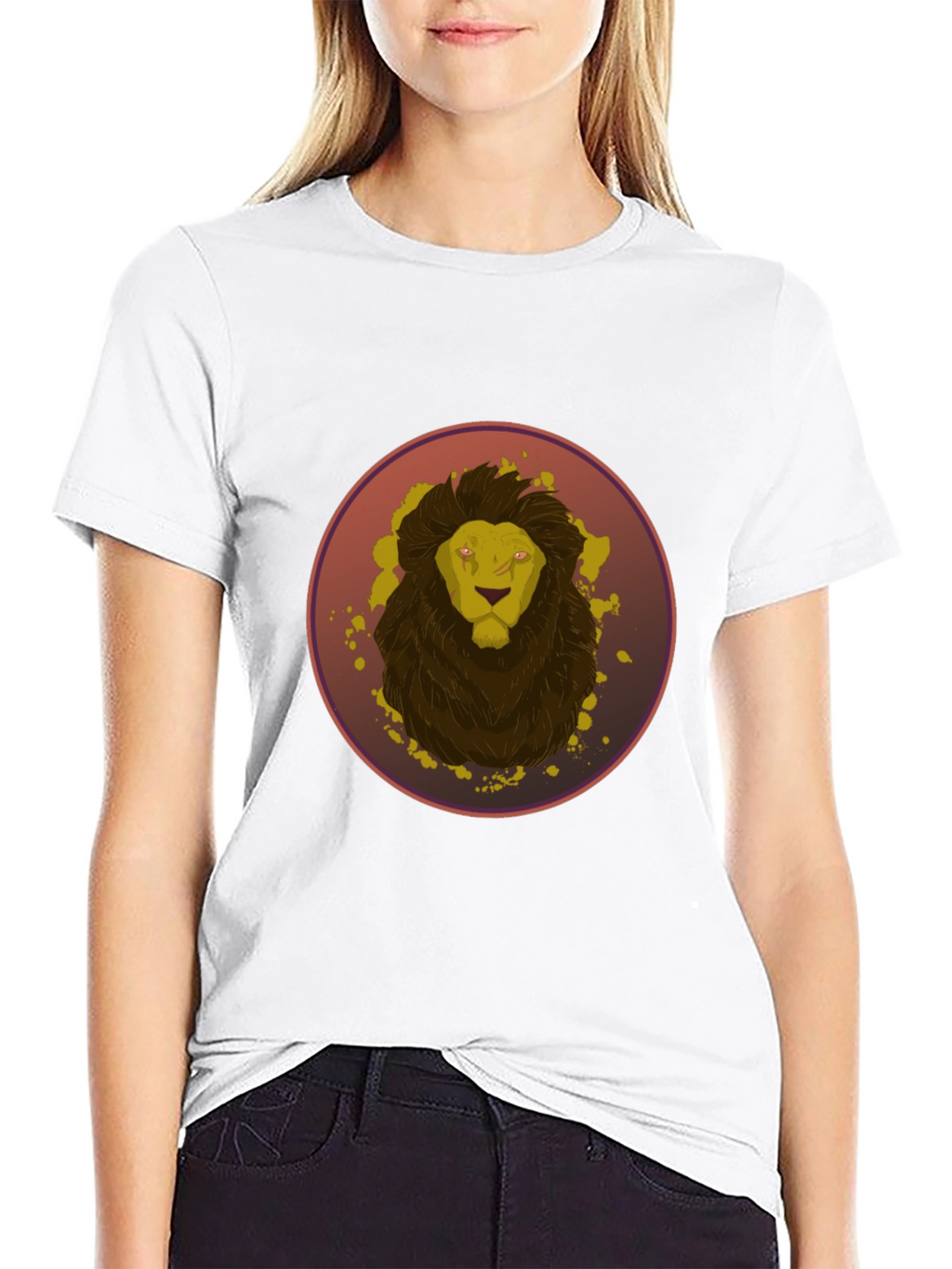 Camiseta Hombre Negra Diseño León Abstracto