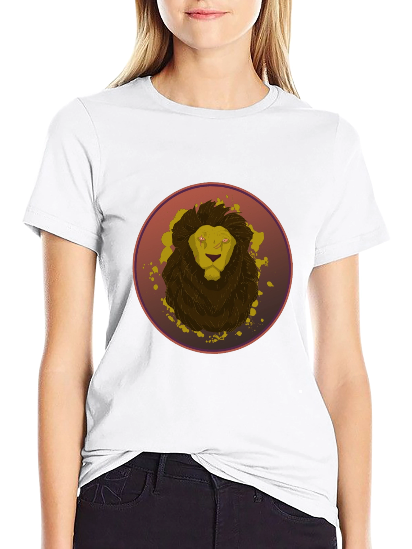 Camiseta Hombre Negra Diseño León Abstracto
