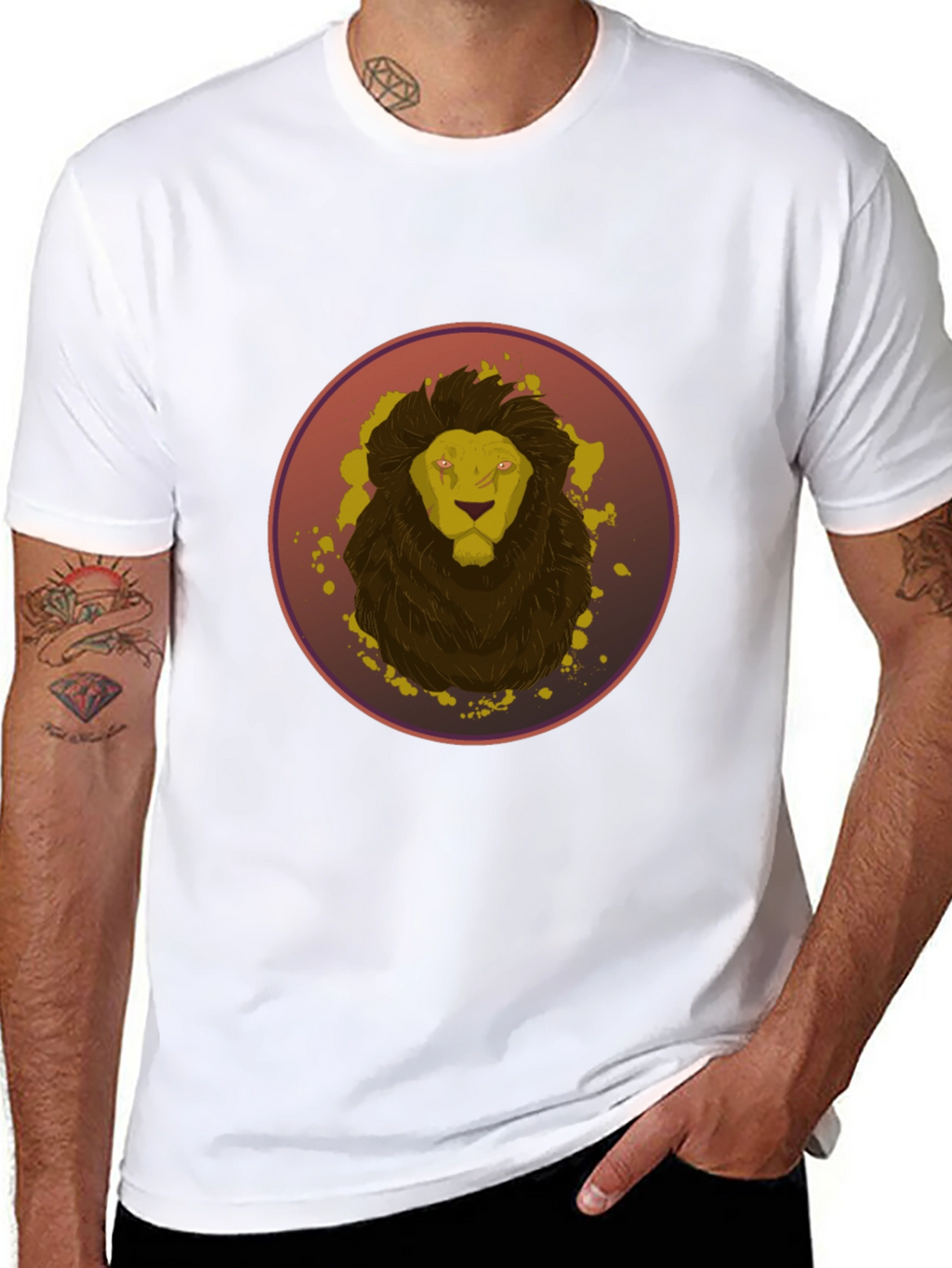 Camiseta Hombre Negra Diseño León Abstracto