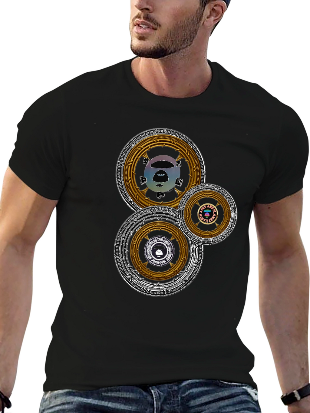 Camiseta Hombre Estampado Circular Abstracto
