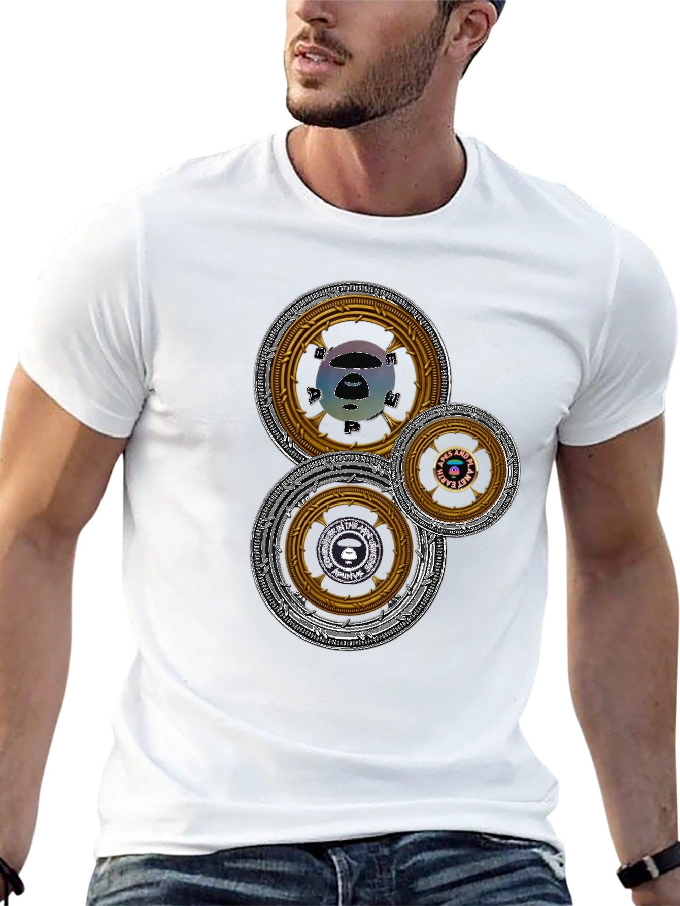 Camiseta Hombre Estampado Circular Abstracto