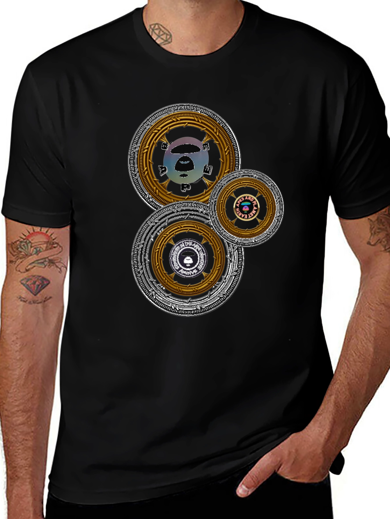 Camiseta Hombre Estampado Circular Abstracto