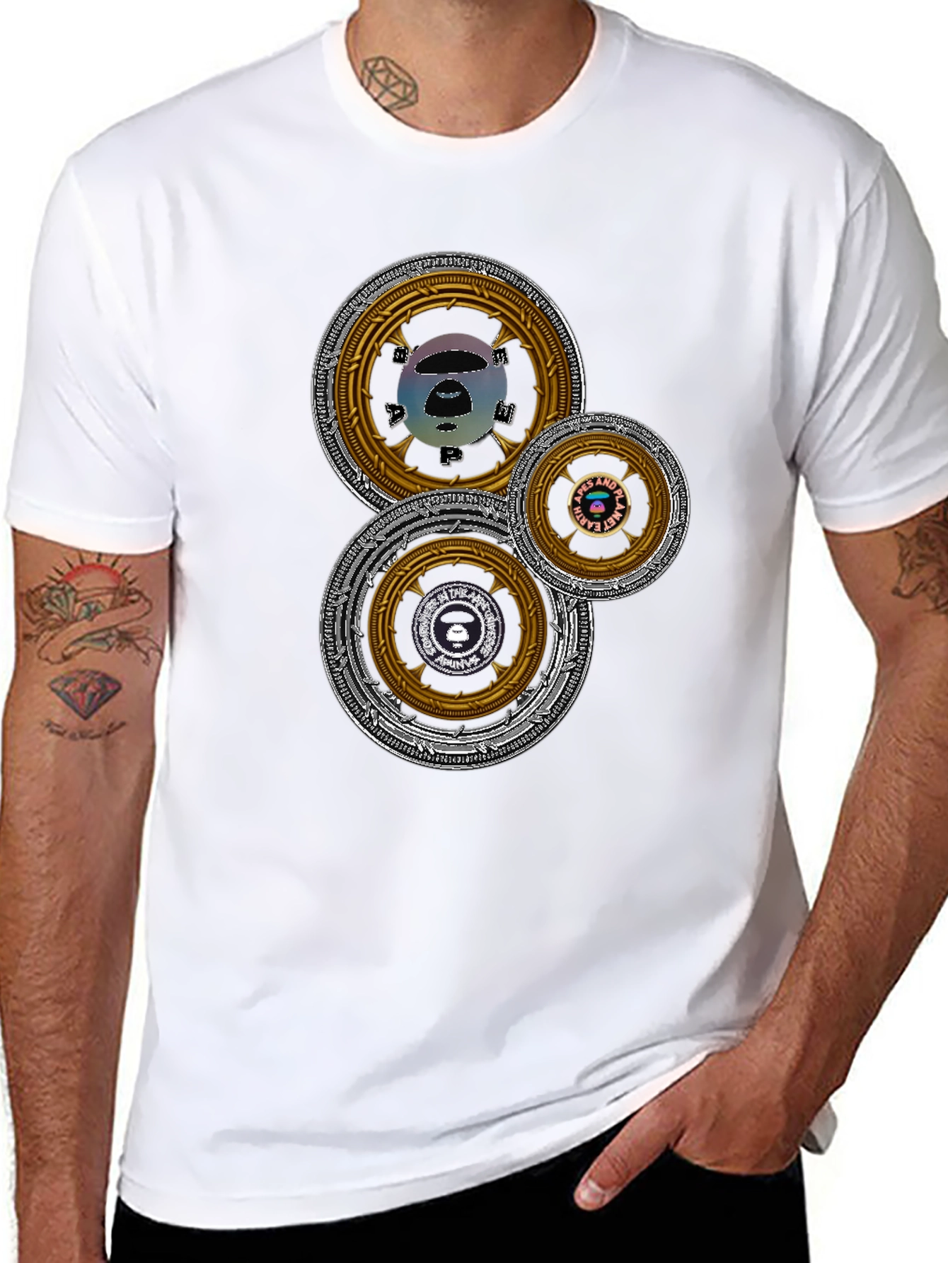 Camiseta Hombre Estampado Circular Abstracto