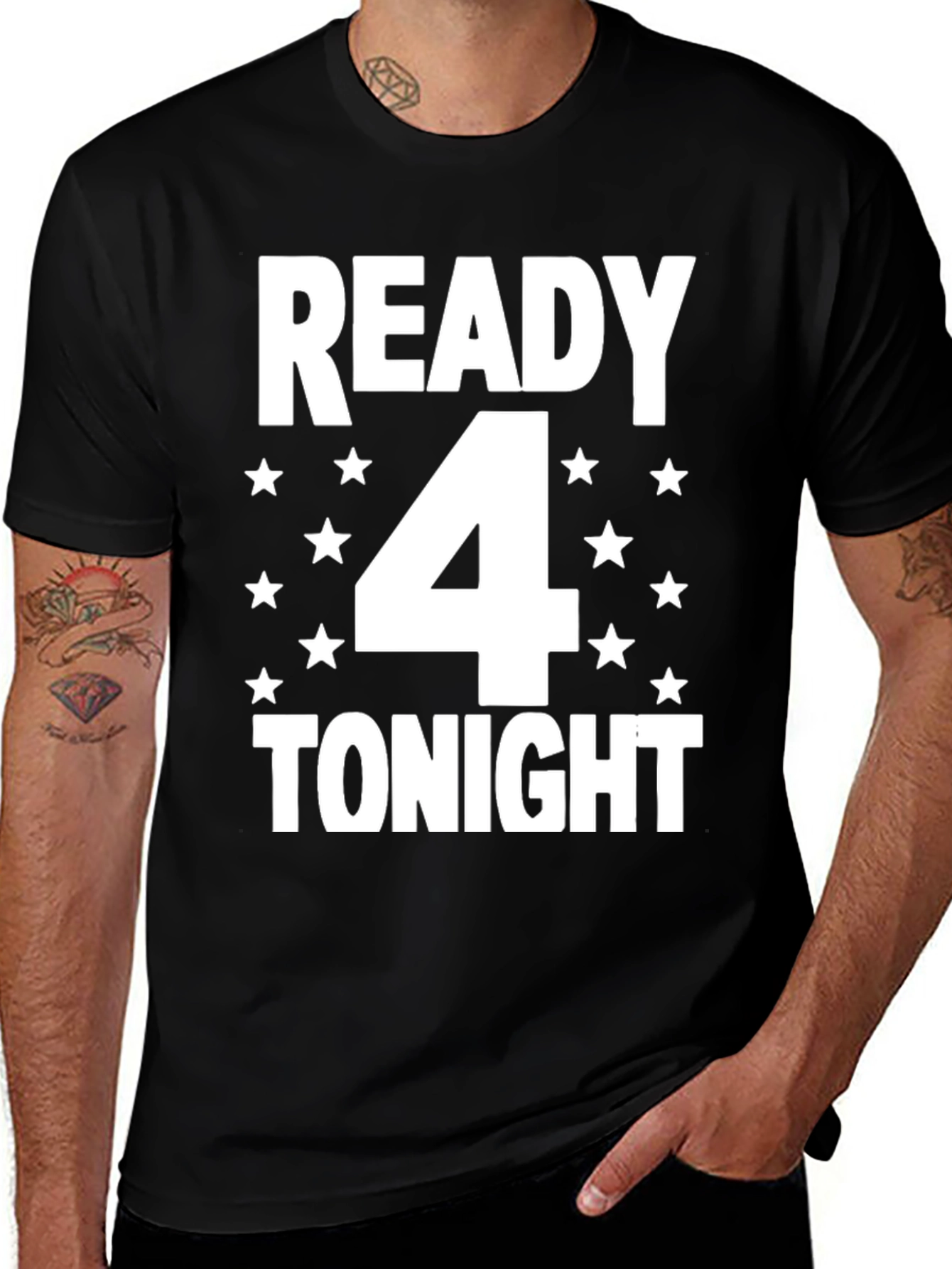 Camiseta Hombre Negra: Ready 4 Tonight