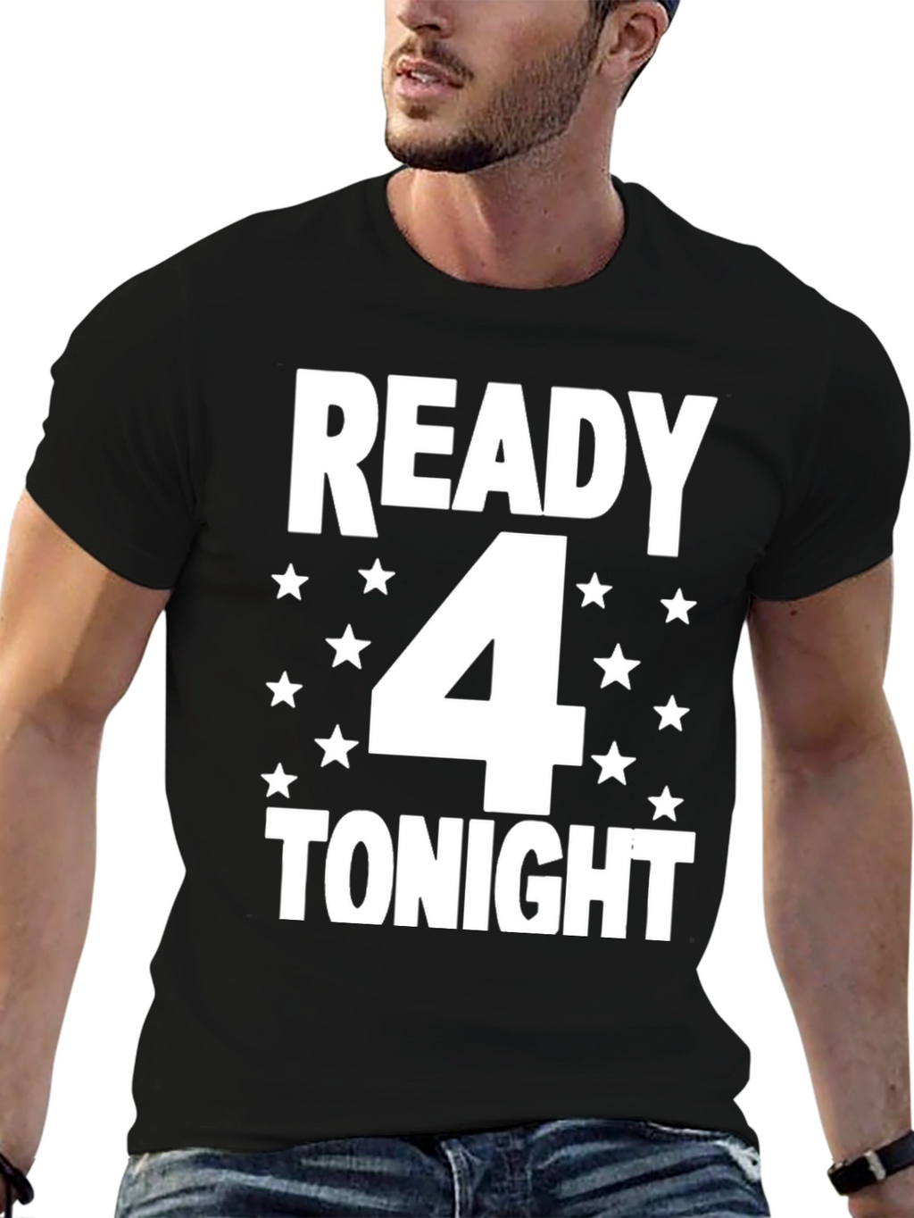 Camiseta Hombre Negra: Ready 4 Tonight