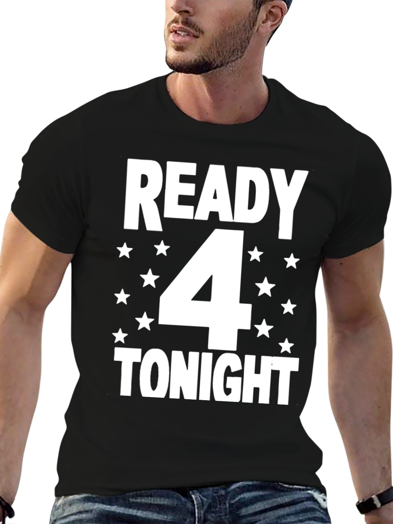 Camiseta Hombre Negra: Ready 4 Tonight