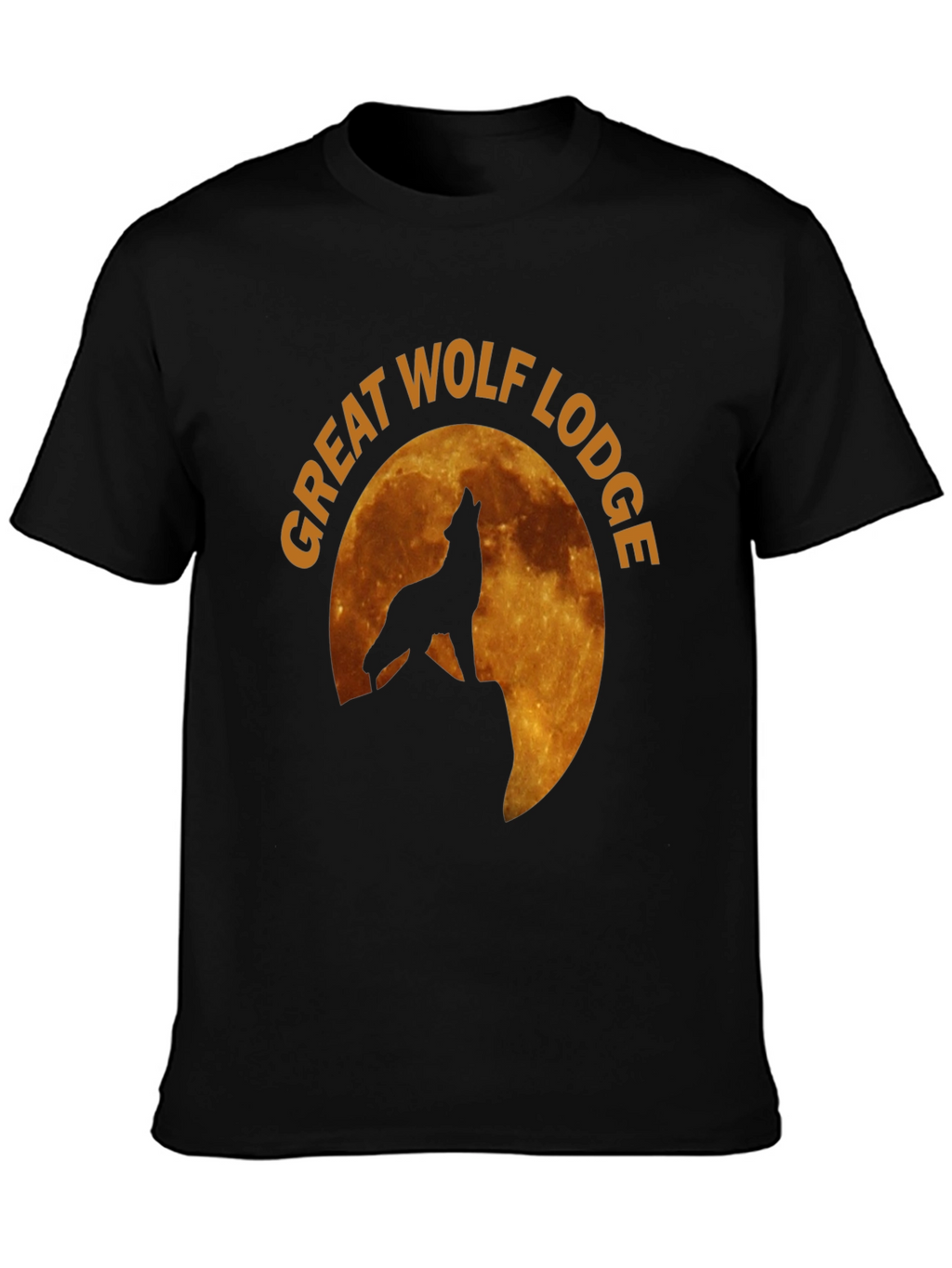 Camiseta Hombre Negra Lobo Aullando Luna