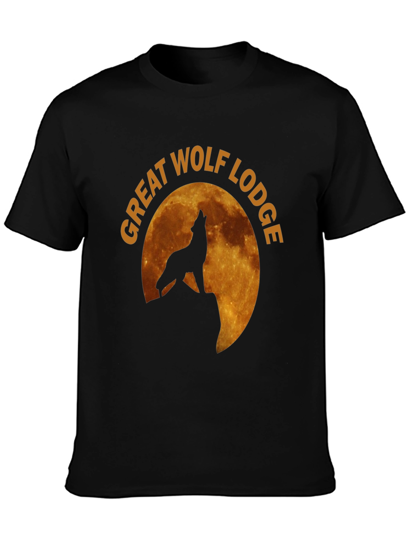 Camiseta Hombre Negra Lobo Aullando Luna