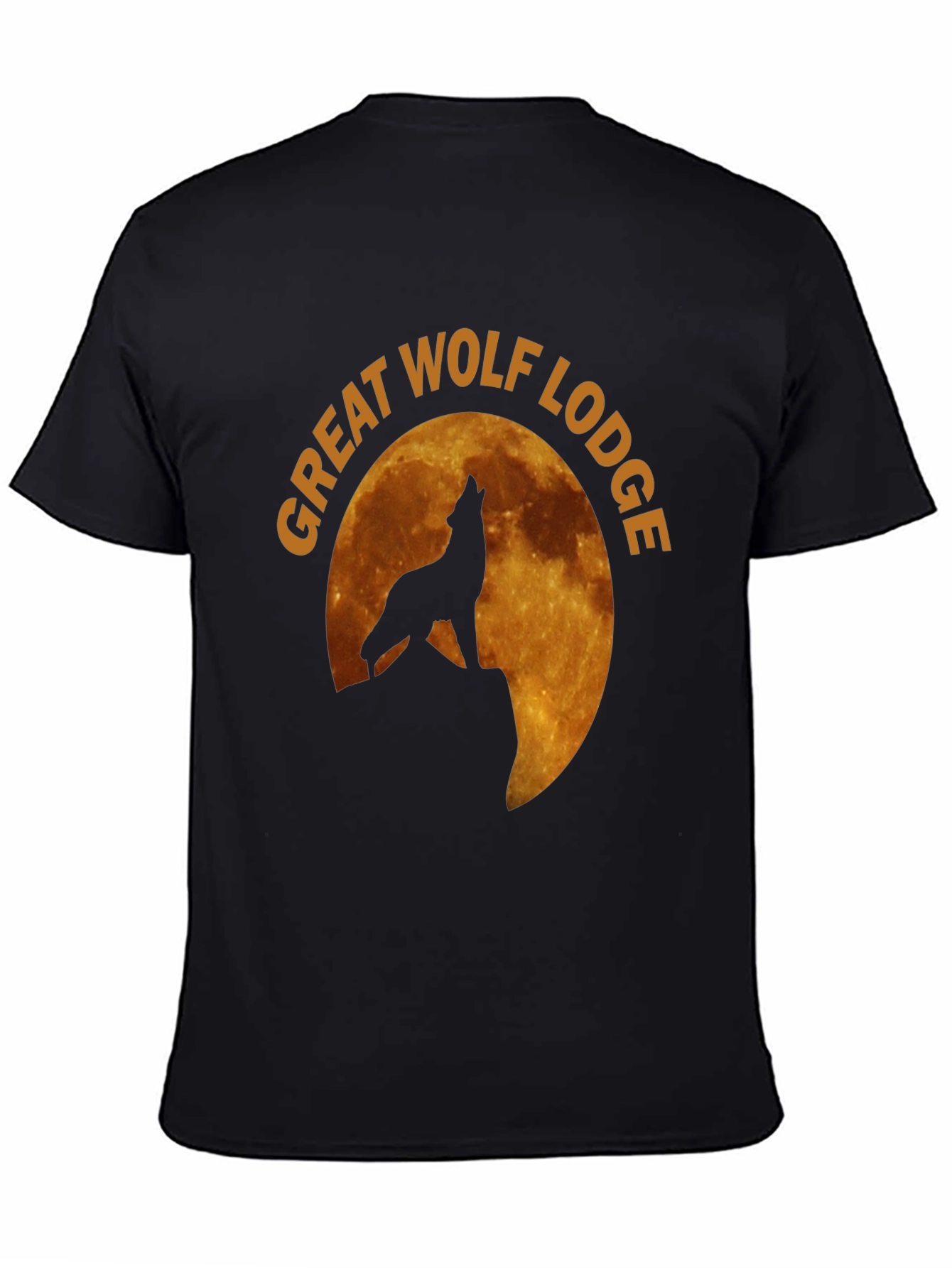 Camiseta Hombre Negra Lobo Aullando Luna