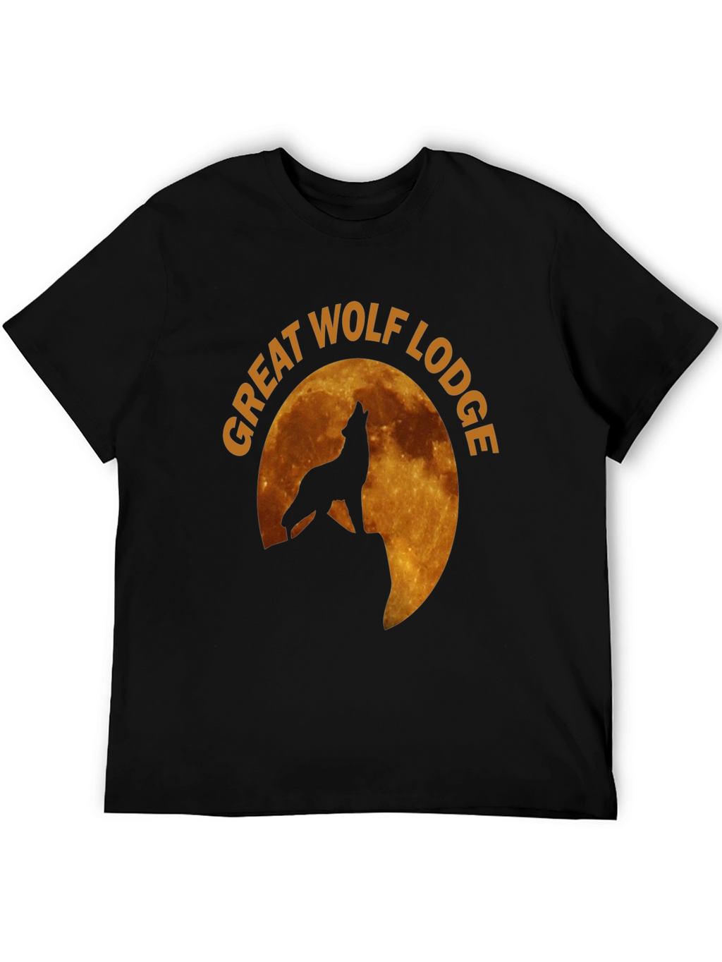 Camiseta Hombre Negra Lobo Aullando Luna