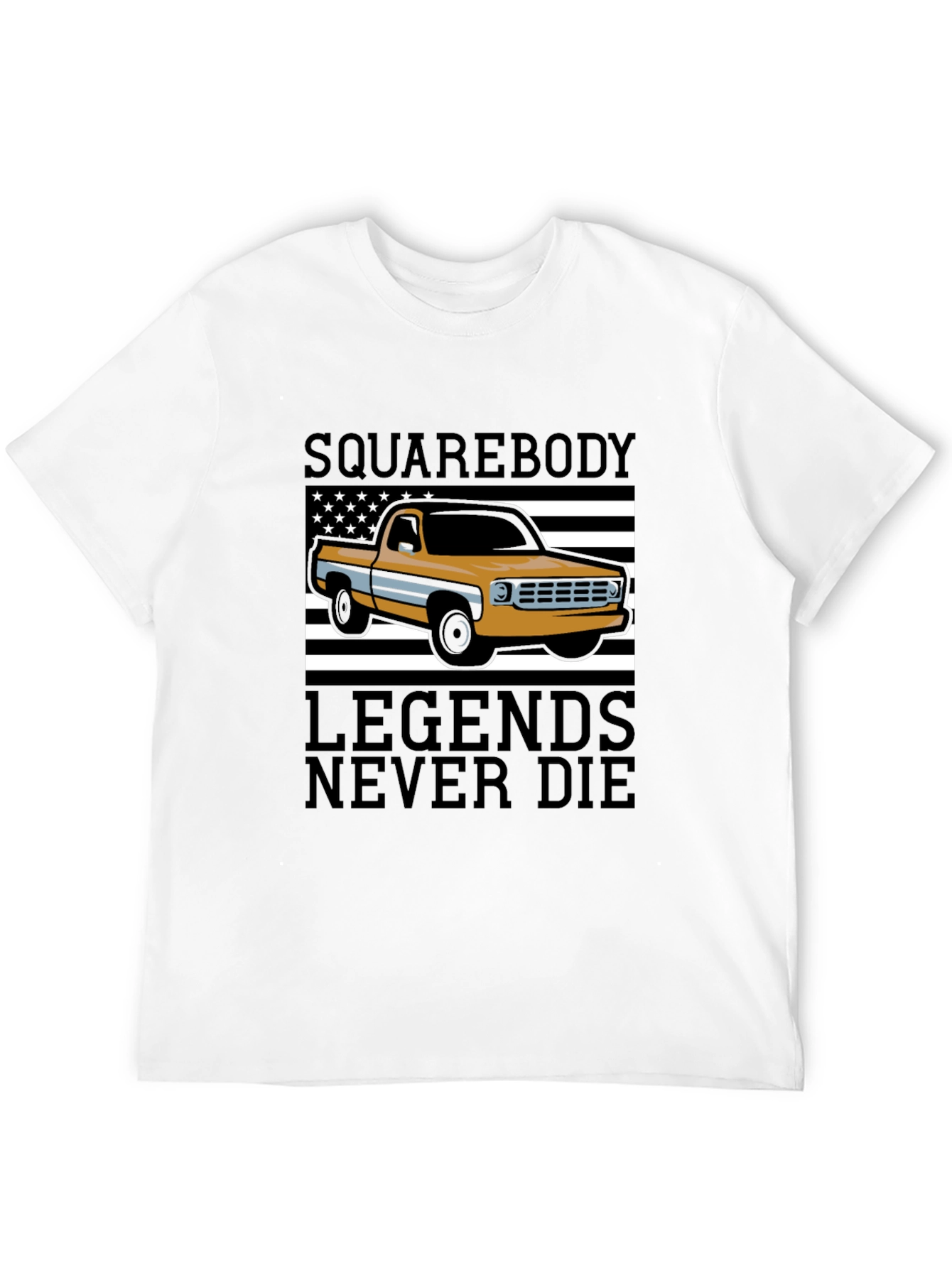 Camiseta Hombre Negra - Diseño Squarebody Legends Never Die