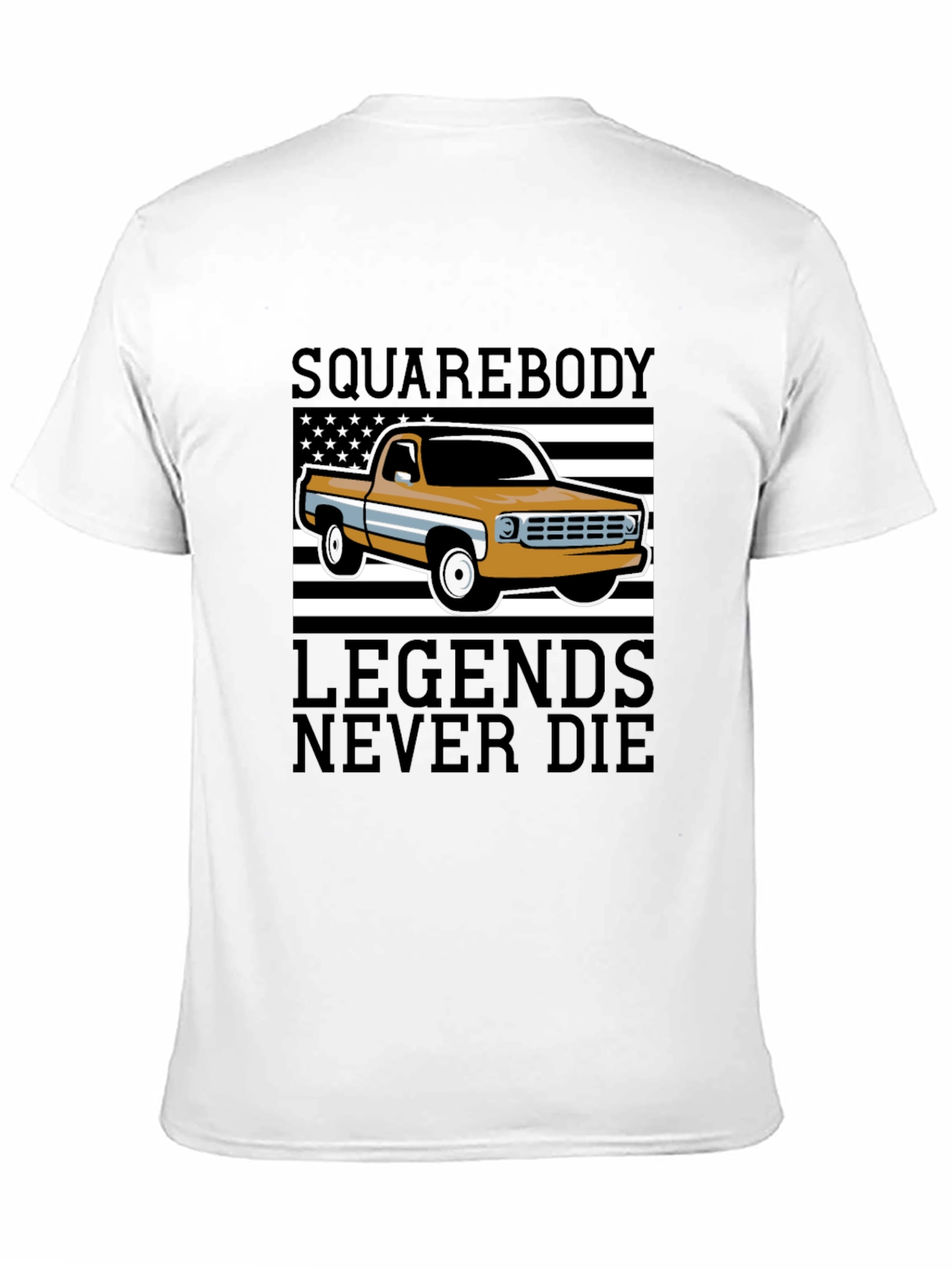 Camiseta Hombre Negra - Diseño Squarebody Legends Never Die