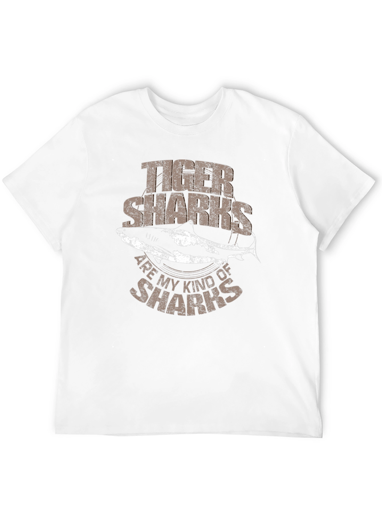 Camiseta Hombre Negra con Diseño de Tiburones Tigre