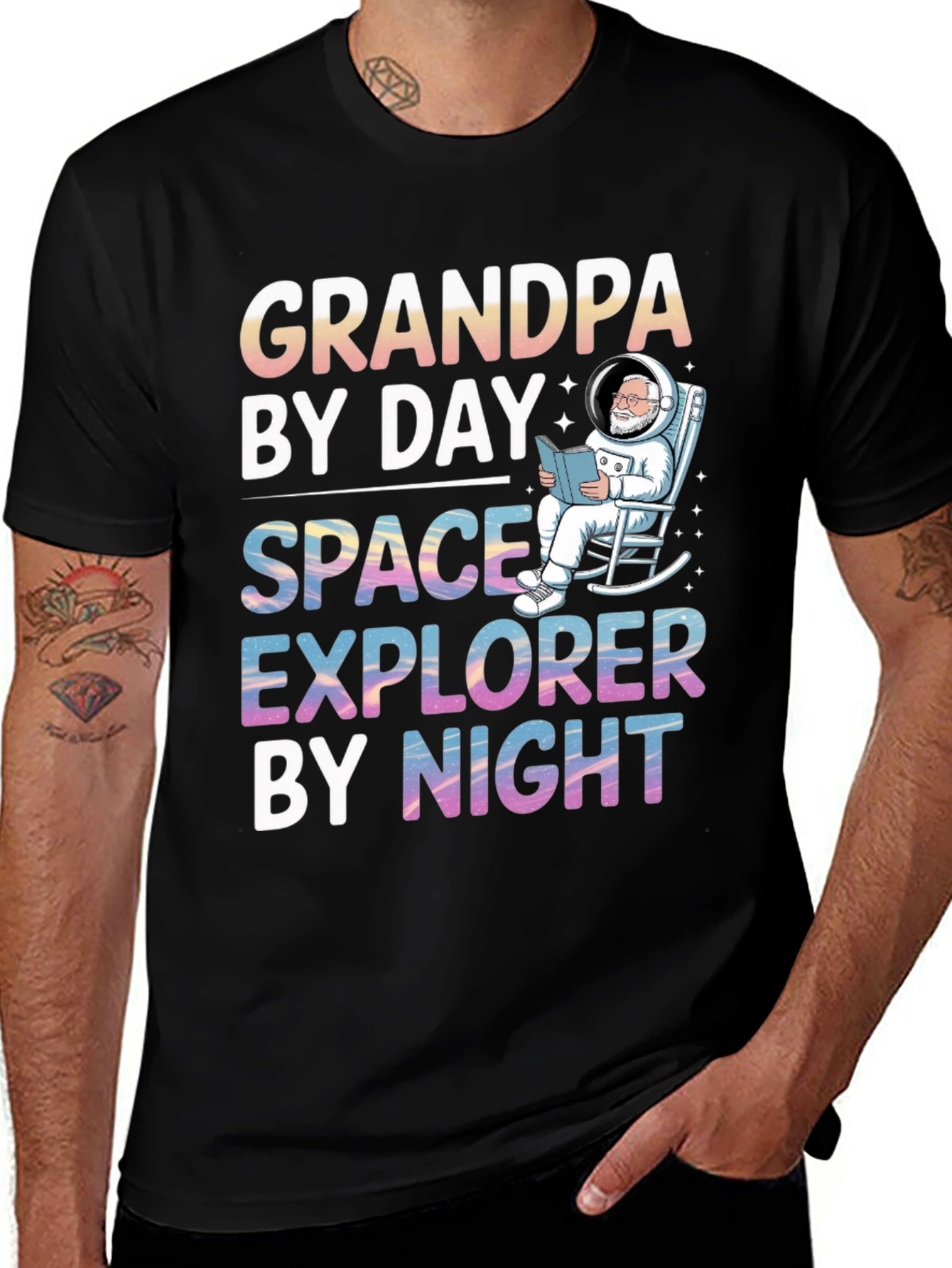 Camiseta Abuelo Espacial: Día Abuelo Noche Explorador