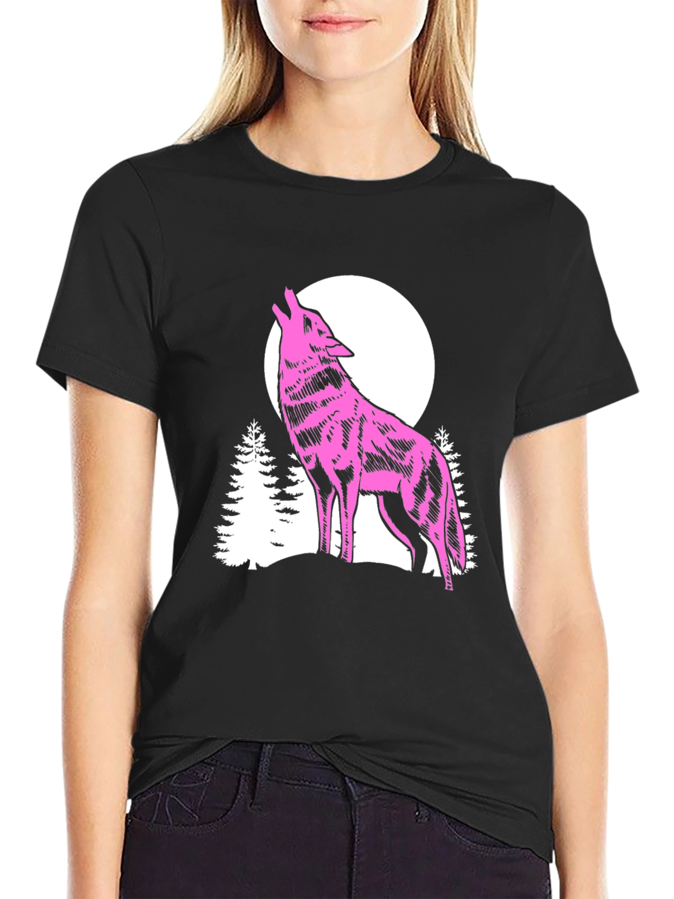Camiseta Hombre Lobo Aullando Luna Diseño Original