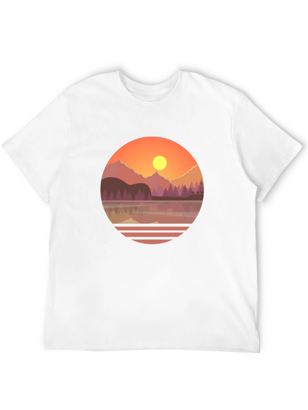 Camiseta Gráfica de Montaña al Atardecer
