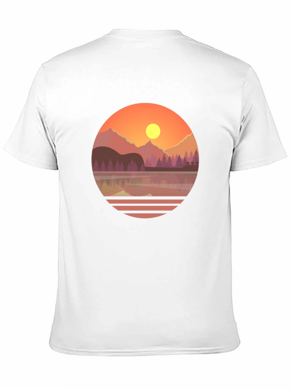 Camiseta Gráfica de Montaña al Atardecer