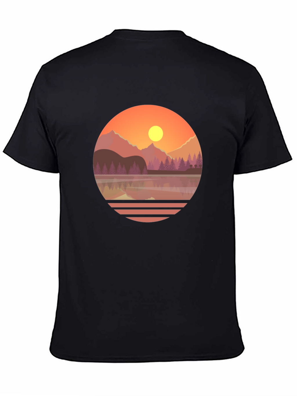 Camiseta Gráfica de Montaña al Atardecer