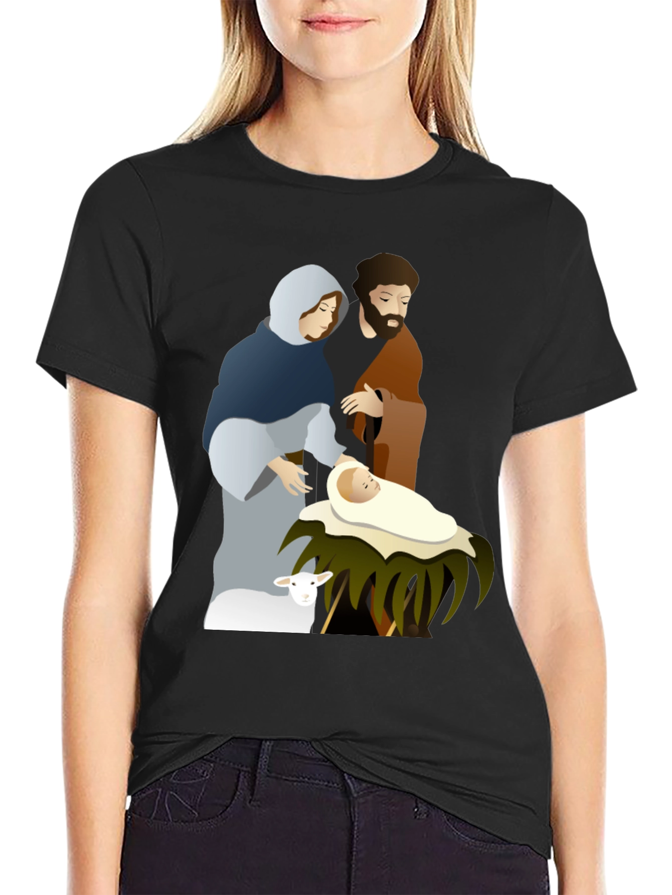 Camiseta Gráfica Navidad Sagrada Familia
