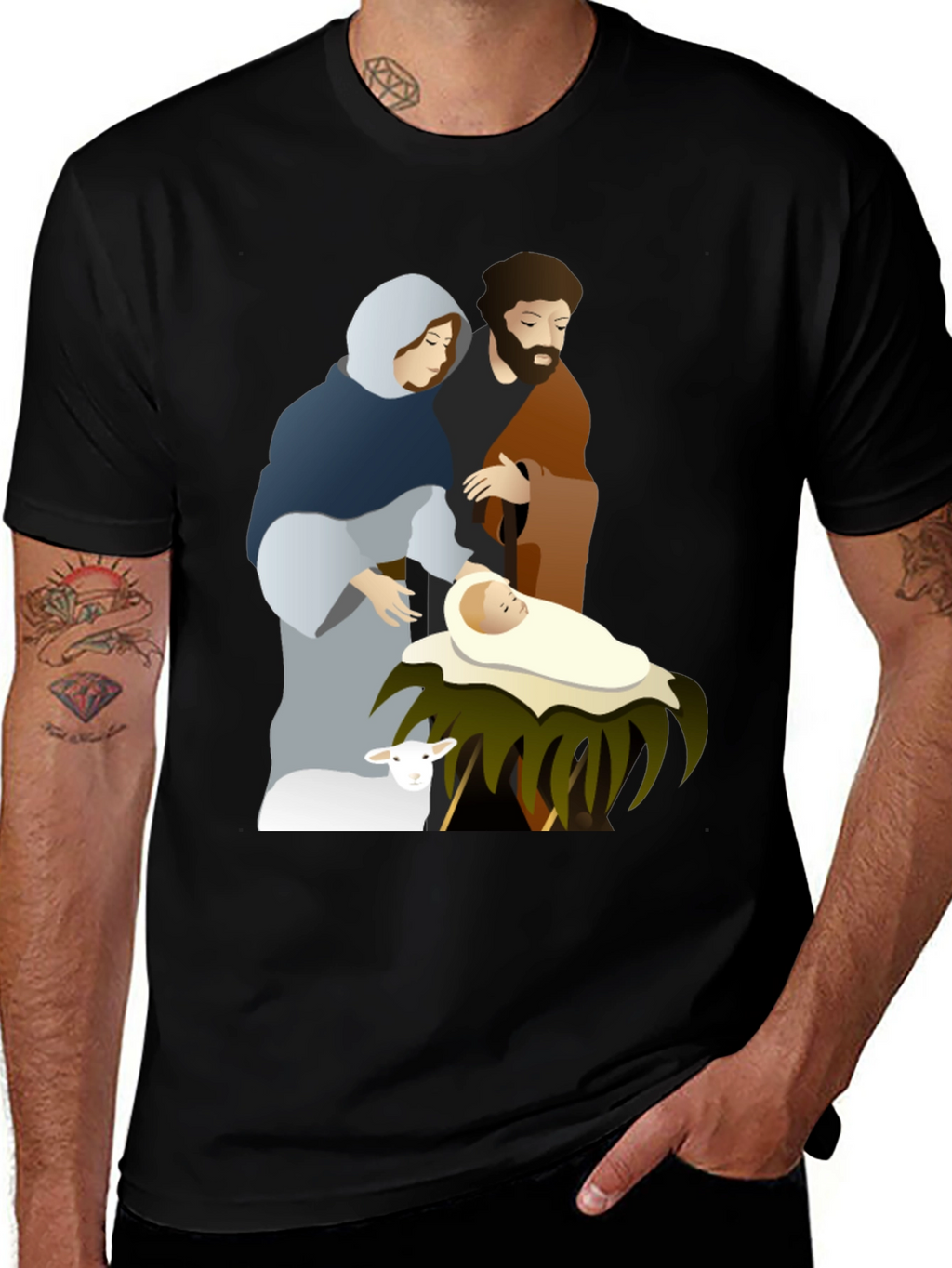 Camiseta Gráfica Navidad Sagrada Familia