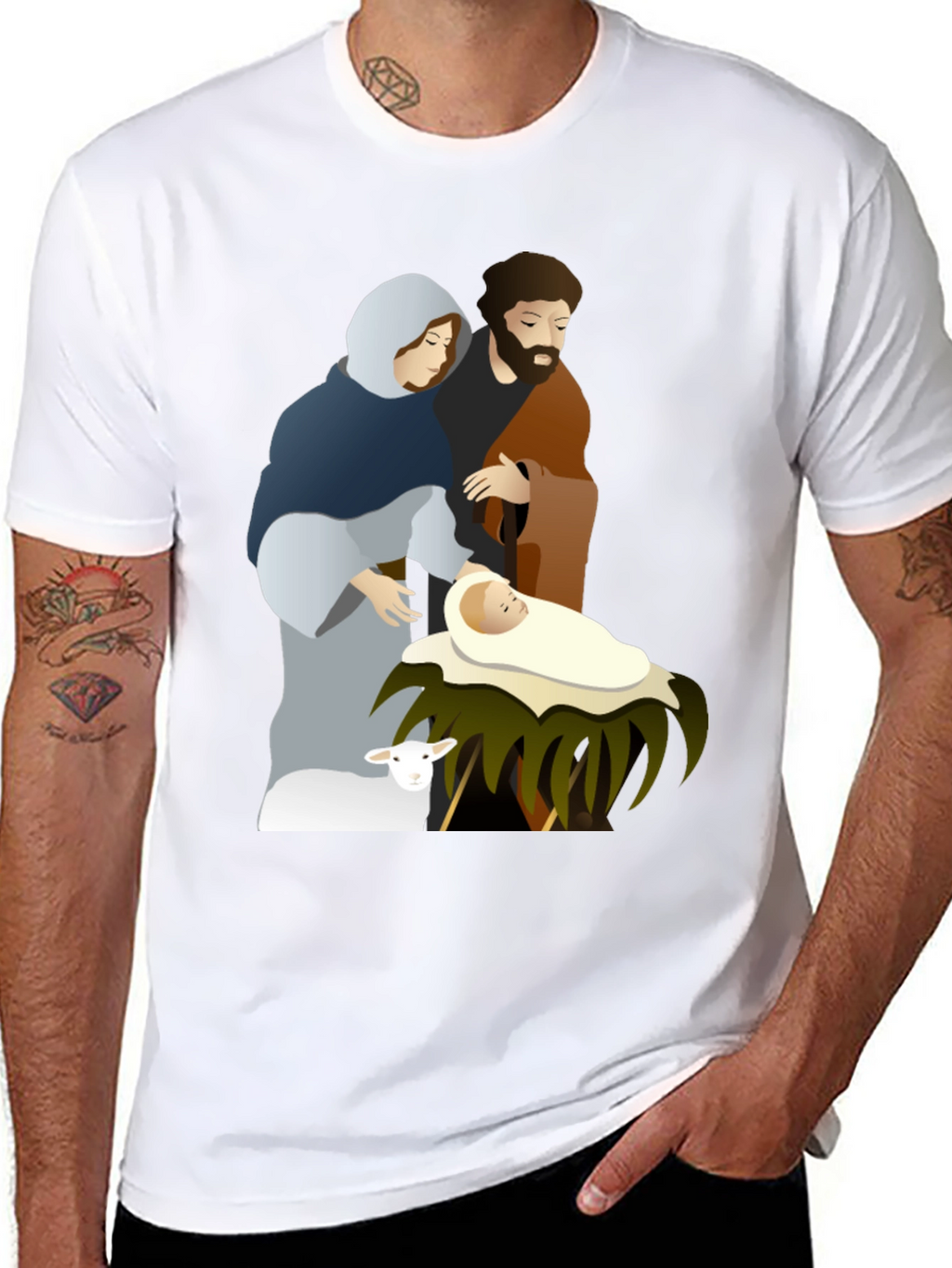 Camiseta Gráfica Navidad Sagrada Familia